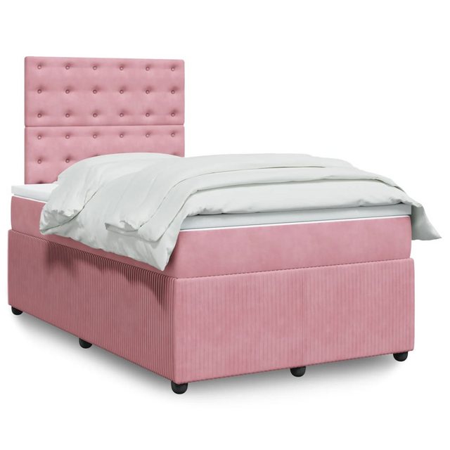 vidaXL Boxspringbett, Boxspringbett mit Matratze Rosa 120x190 cm Samt günstig online kaufen