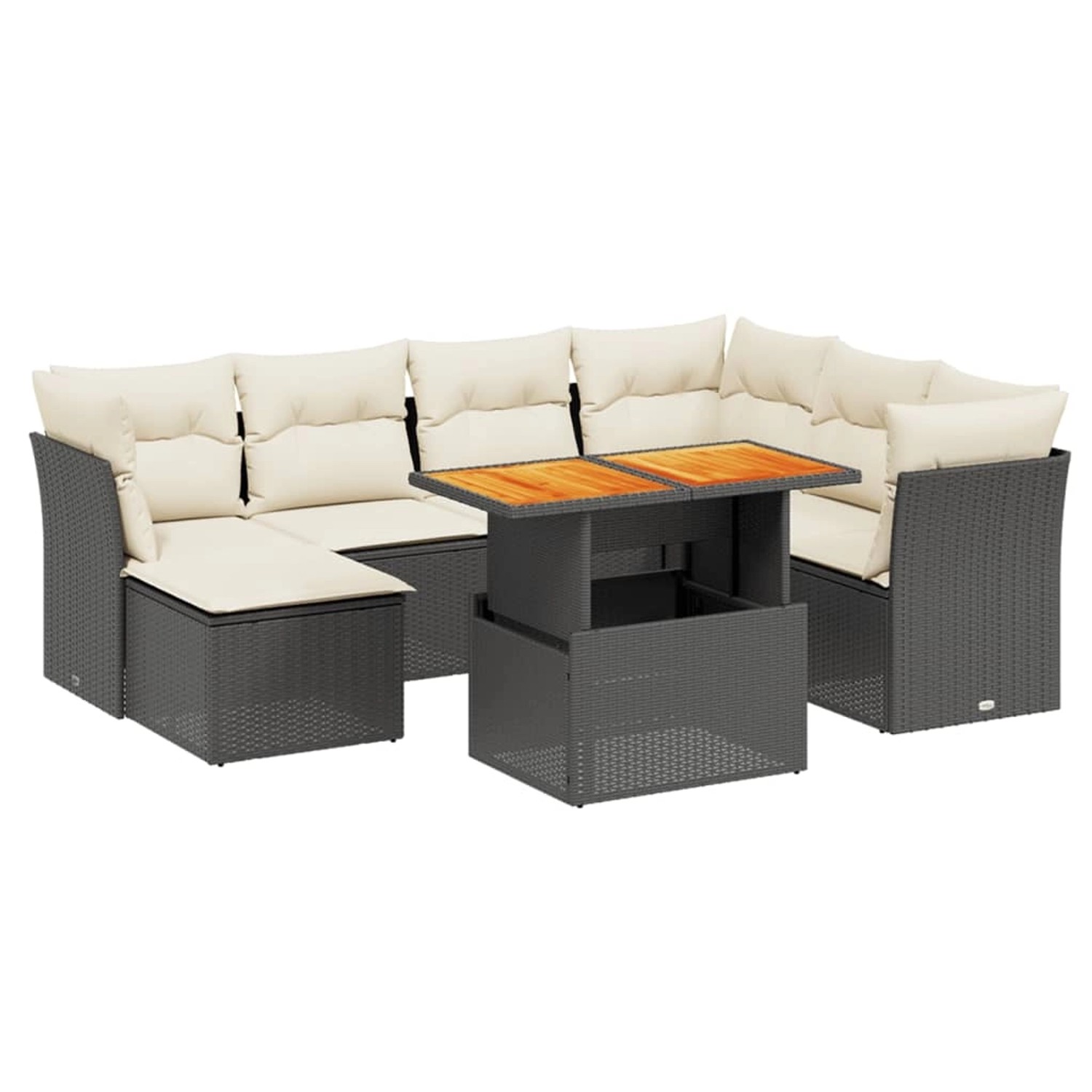 vidaXL 8-Tlg Garten-Sofagarnitur mit Kissen Schwarz Poly Rattan 3270951 günstig online kaufen