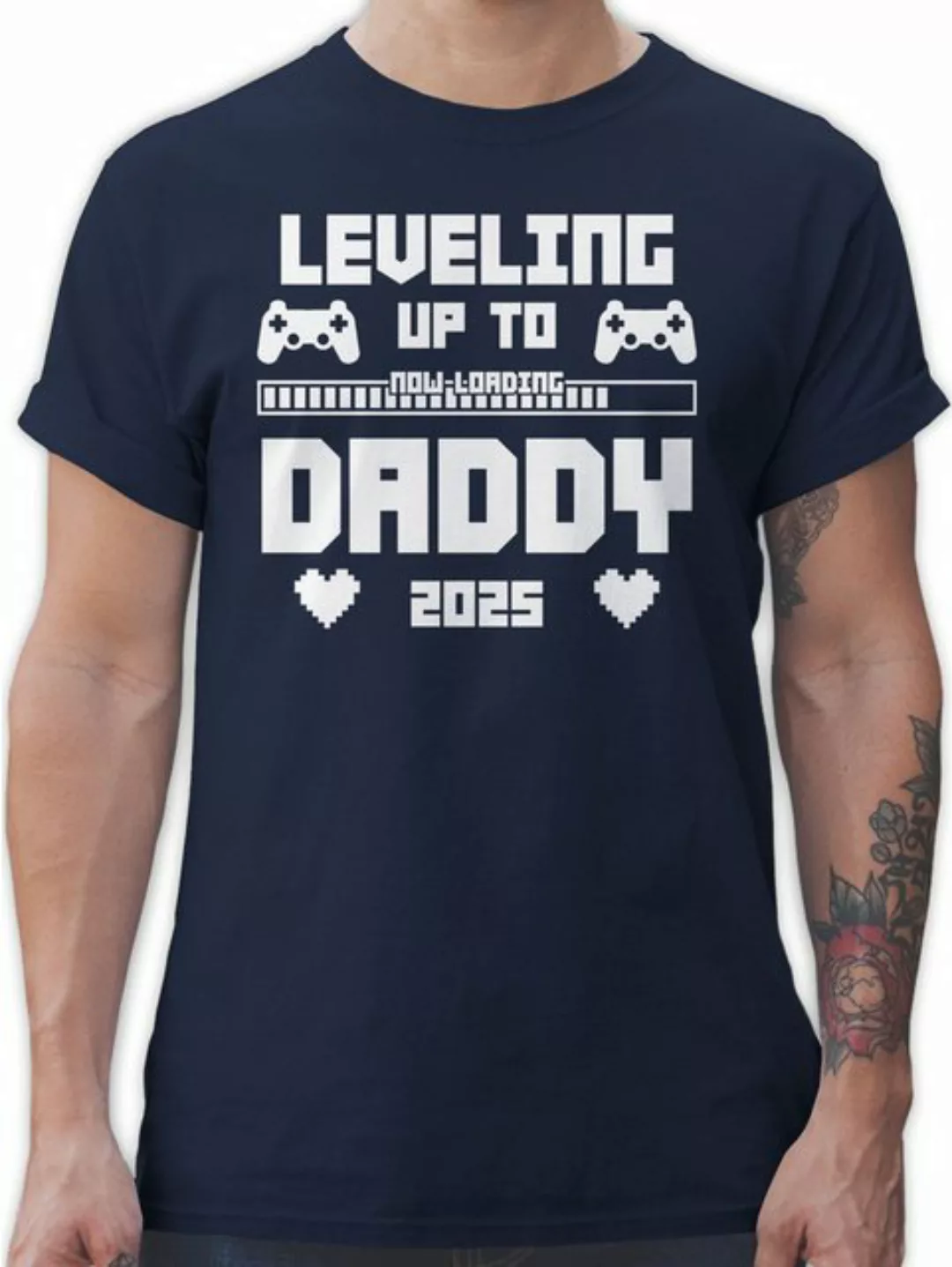 Shirtracer T-Shirt Daddy loading 2025 Level Up Vatertag Geschenk für Papa günstig online kaufen