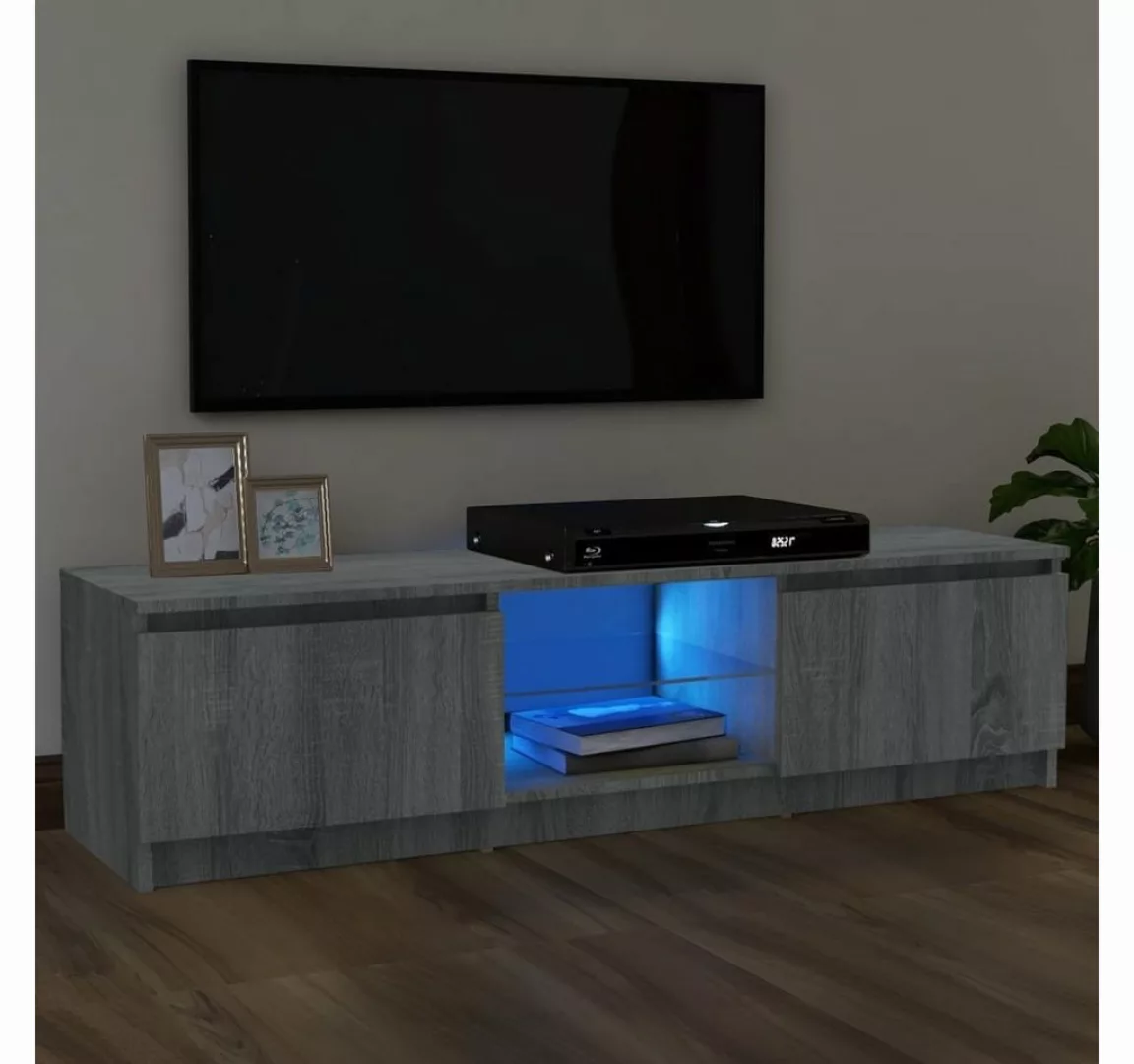 vidaXL TV-Schrank TV-Schrank mit LED-Leuchten Grau Sonoma 120x30x35,5 cm (1 günstig online kaufen