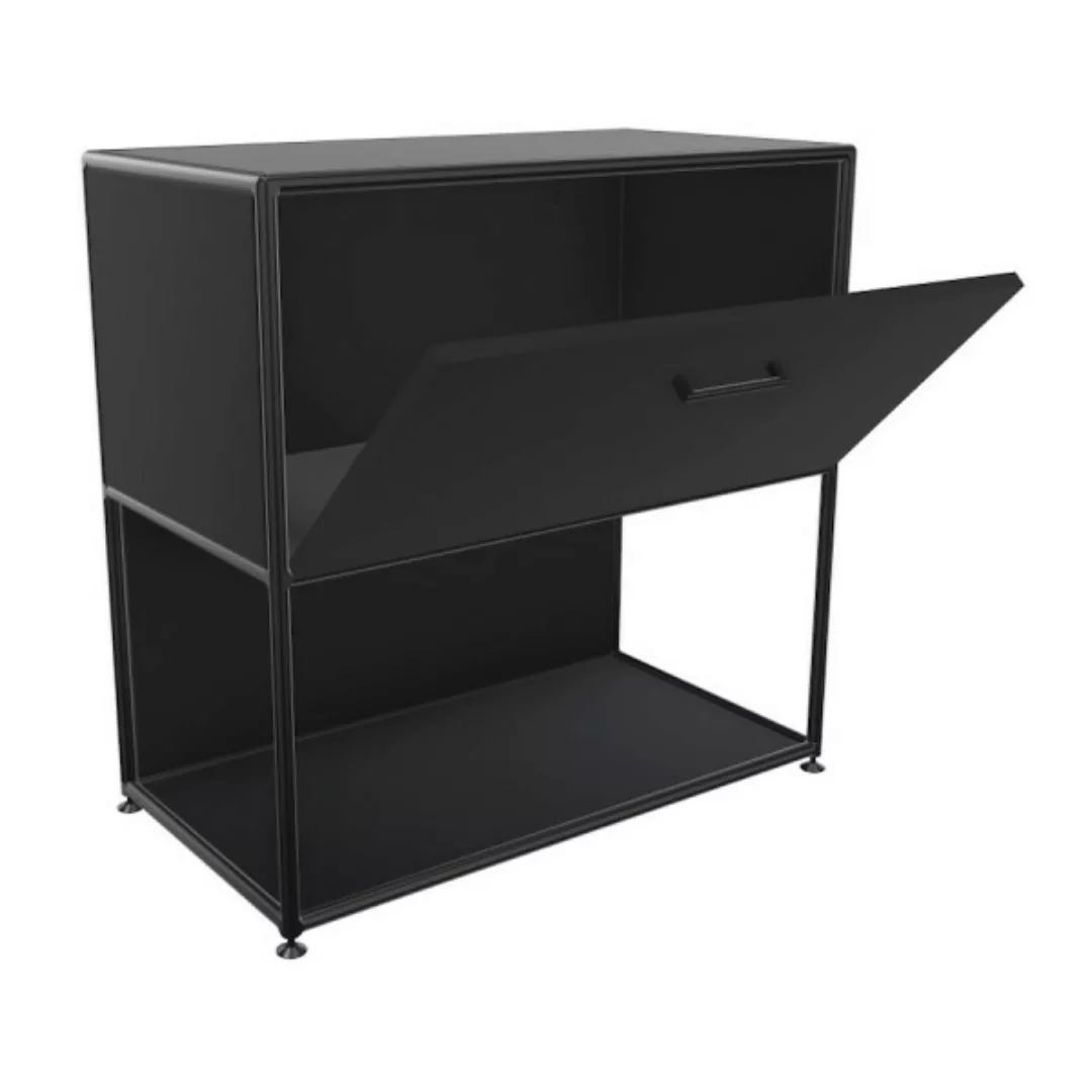 BOSSE Regal Black Edition 2 OH Breite 80 cm mit Klappe unten offen günstig online kaufen