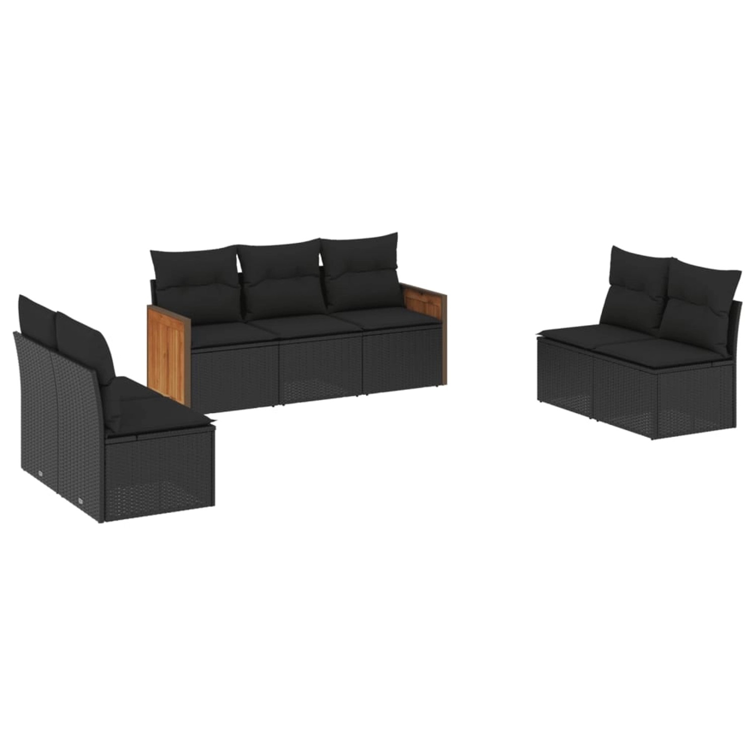 vidaXL 7-tlg Garten-Sofagarnitur mit Kissen Schwarz Poly Rattan Modell 251 günstig online kaufen