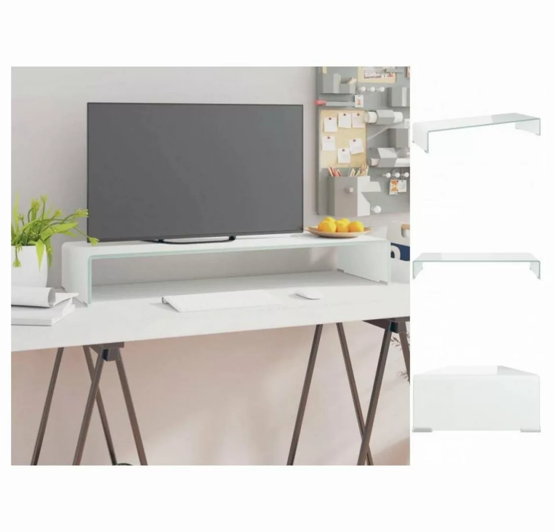 vidaXL TV-Schrank TV-Tisch Bildschirmerhöhung Glas Weiß 90x30x13 cm günstig online kaufen