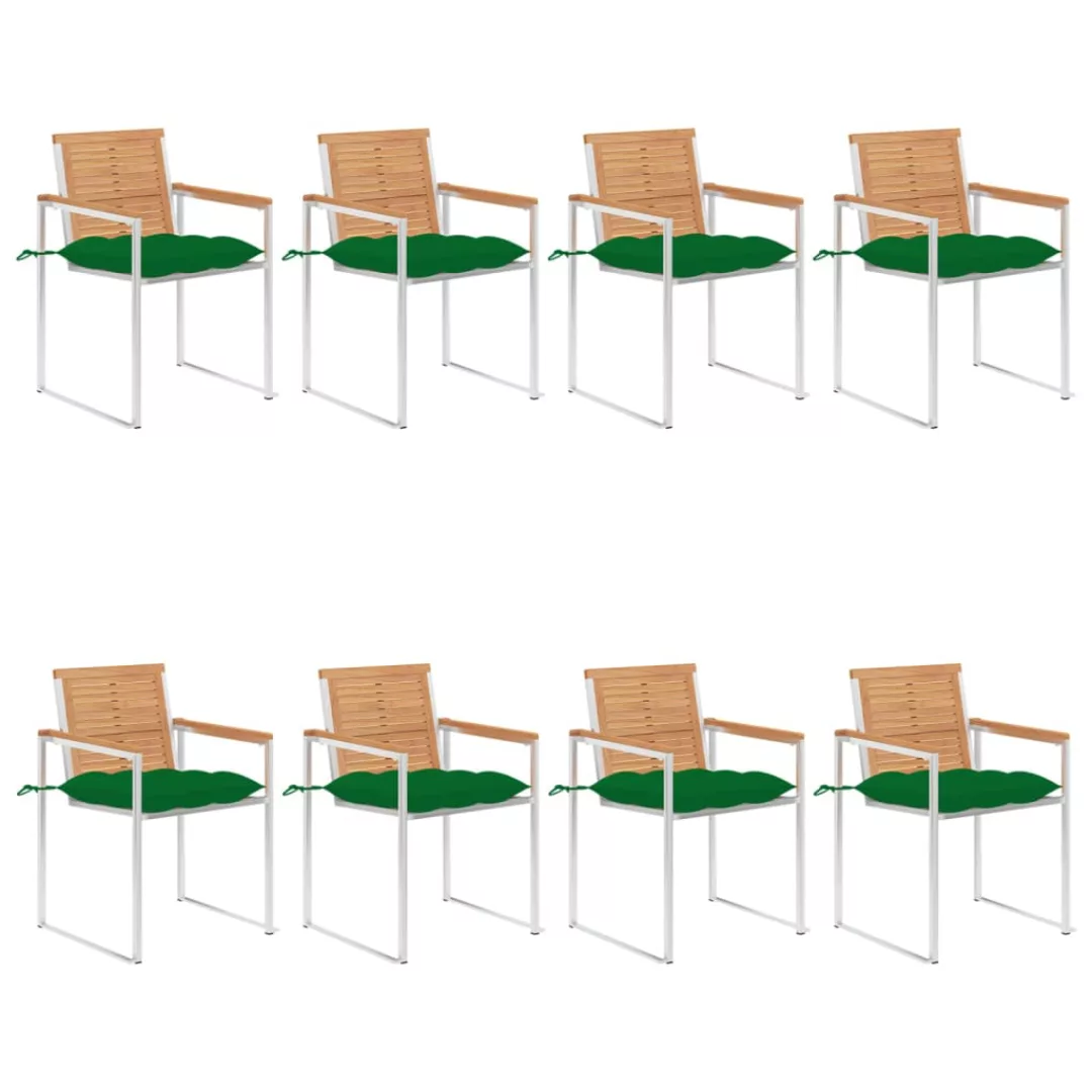 Gartenstühle 8 Stk. Mit Kissen Massivholz Teak günstig online kaufen