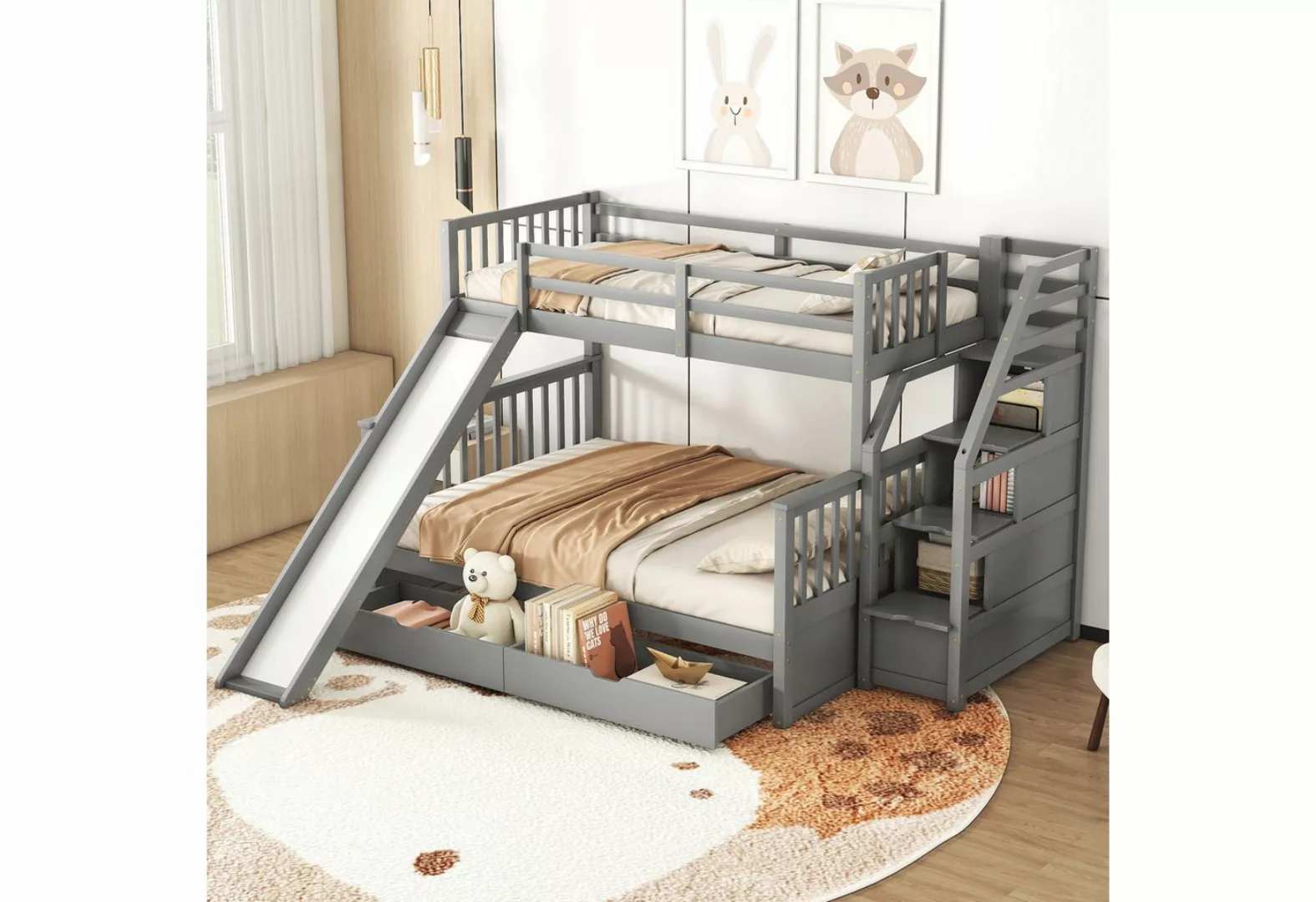 NMonet Etagenbett Massivholzbett Kinderbett (Zwei Betten (90x200/140x200cm) günstig online kaufen