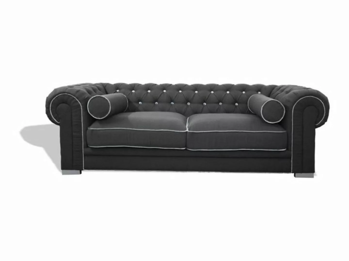 Xlmoebel 3-Sitzer Chesterfield Sofa mit 3 Sitzplätzen, Polster Designer Gra günstig online kaufen