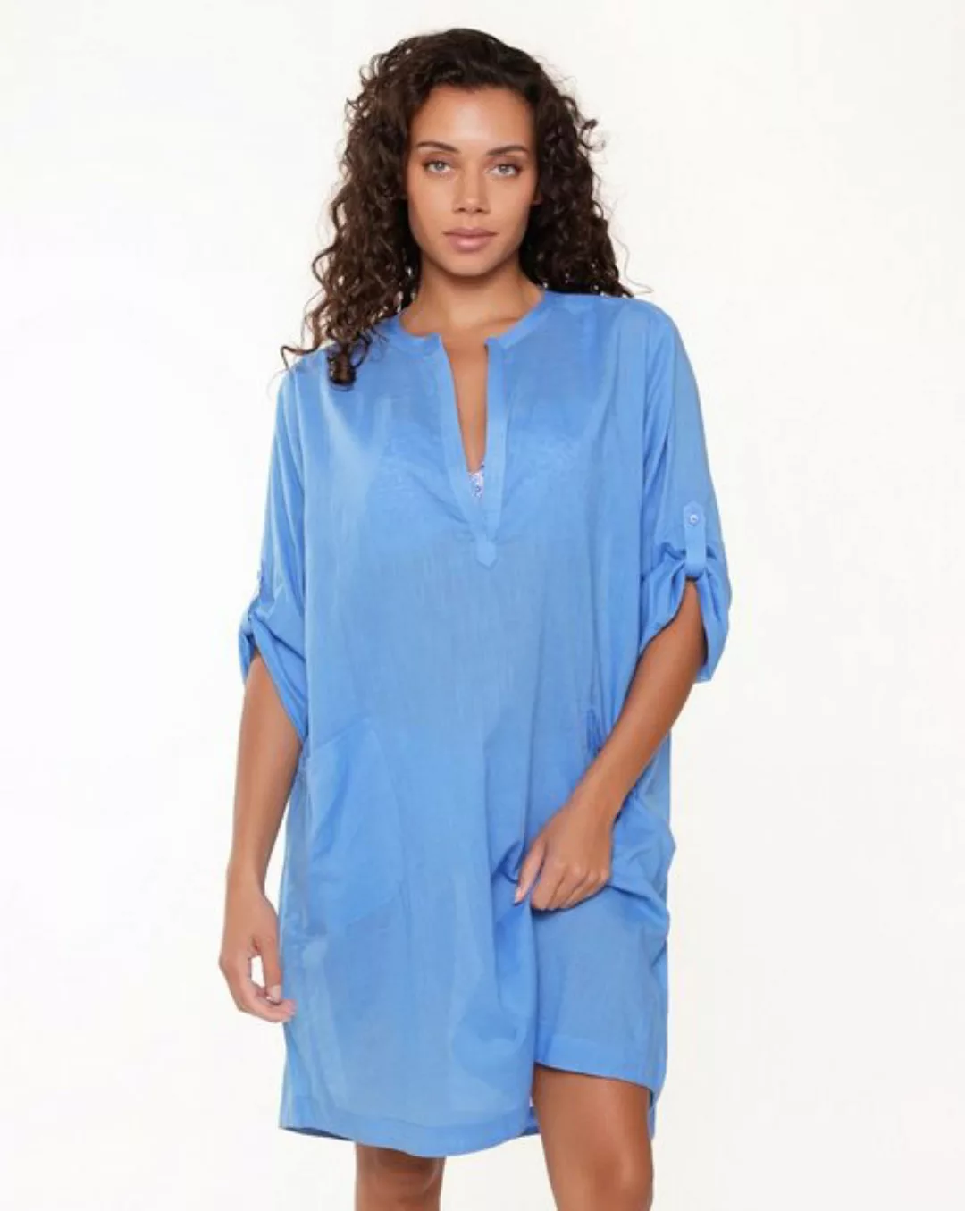 LingaDore Strandkleid Blue Paisley Strandkleid mit Turn-Up Ärmeln günstig online kaufen
