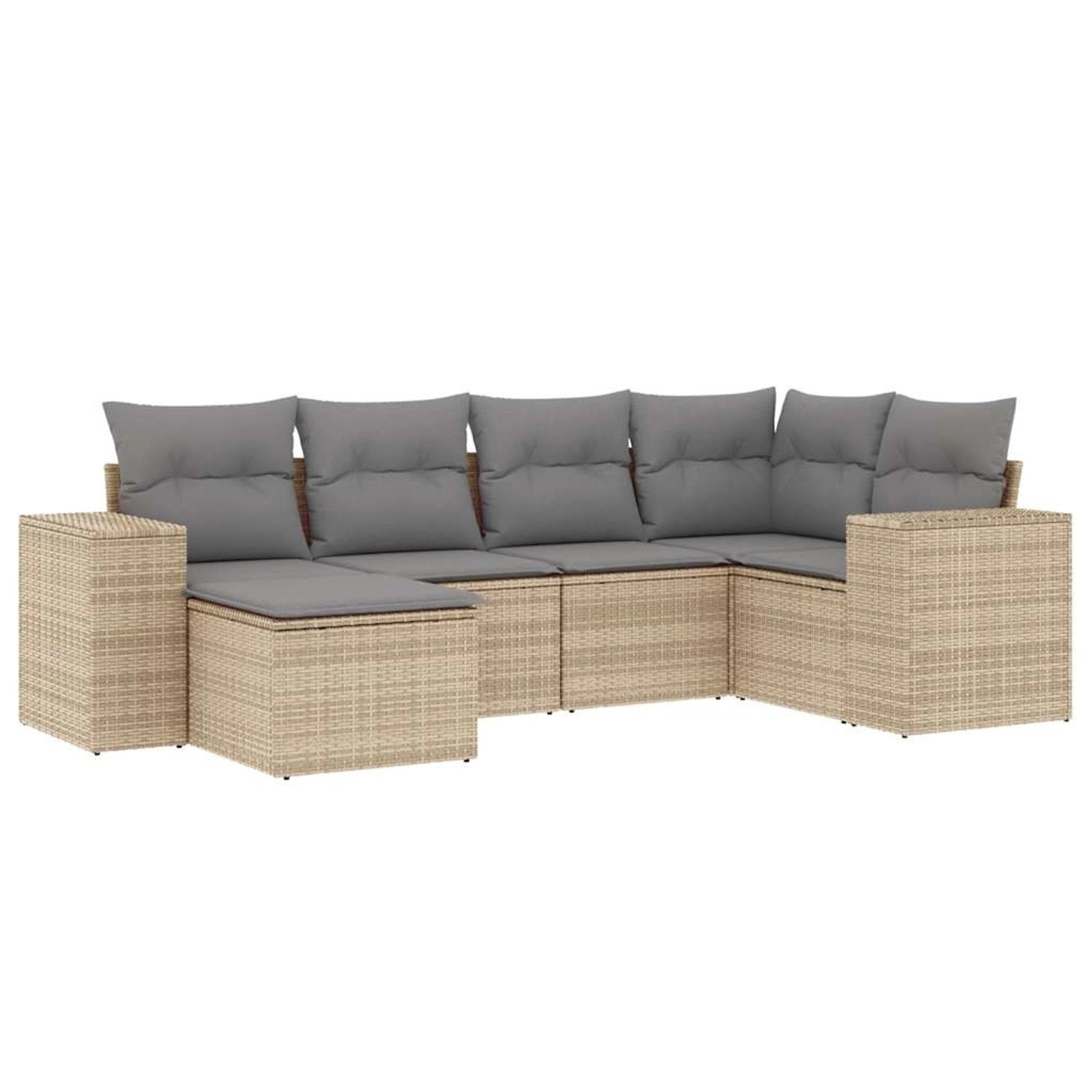 vidaXL 6-Tlg Garten-Sofagarnitur mit Kissen Beige Poly Rattan 3222858 günstig online kaufen