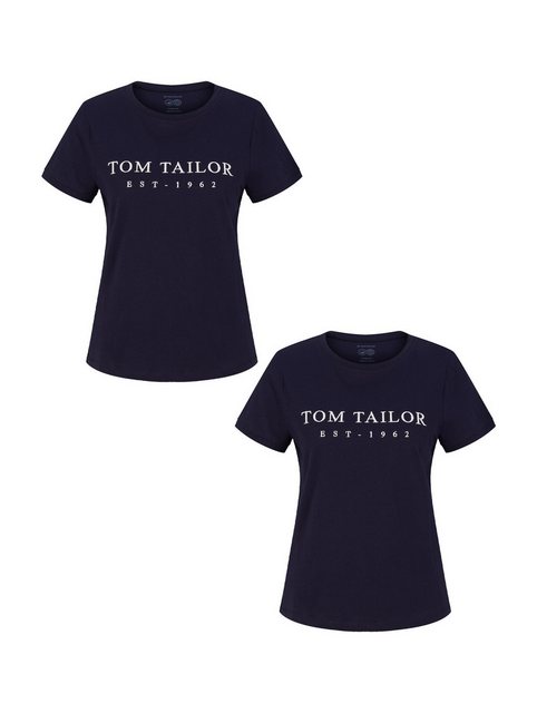 TOM TAILOR T-Shirt 2-er Set T-Shirt mit Logo Stickerei PRINT CREW NECK (2-t günstig online kaufen