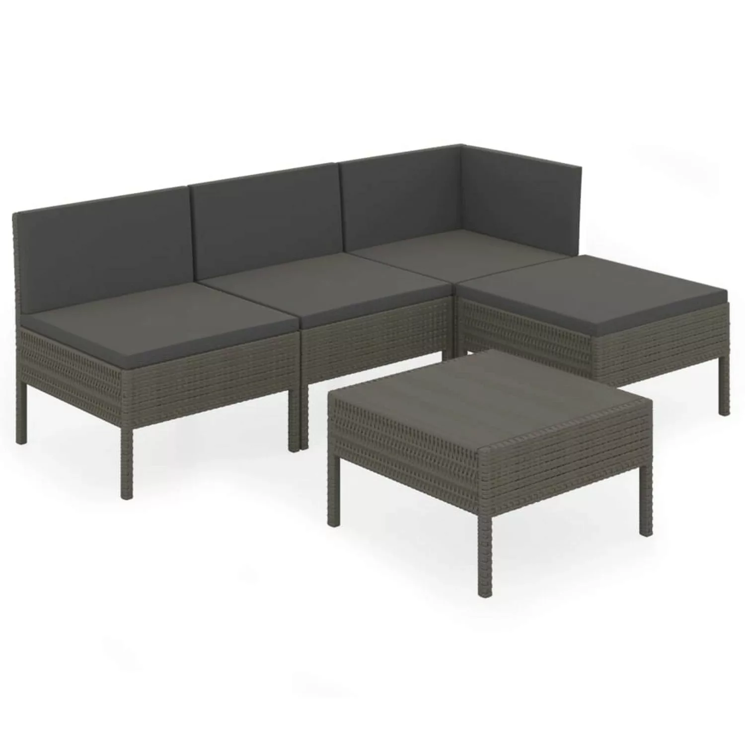 vidaXL 5-tlg Garten-Lounge-Set mit Auflagen Poly Rattan Grau Modell 14 günstig online kaufen