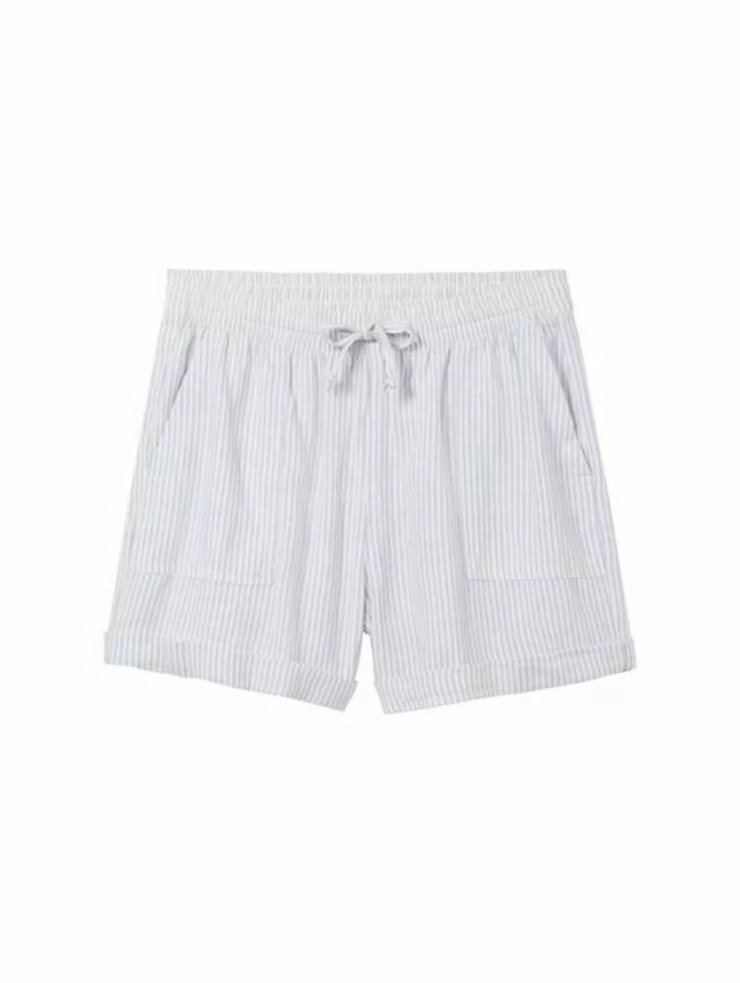 TOM TAILOR Denim Stoffhose easy linen shorts, light blue white small stripe günstig online kaufen