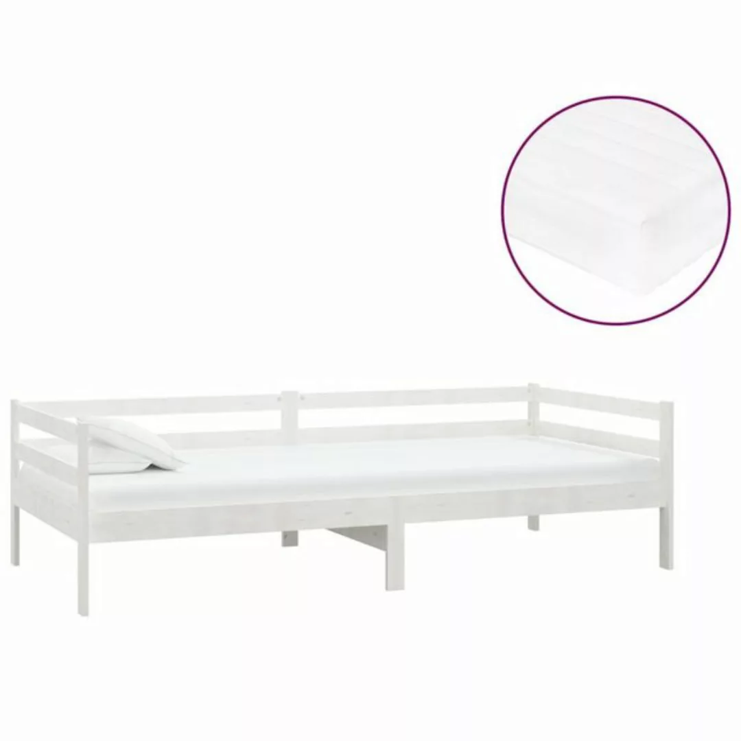 furnicato Bett Tagesbett mit Matratze 90x200 cm Weiß Kiefer Massivholz (1-t günstig online kaufen