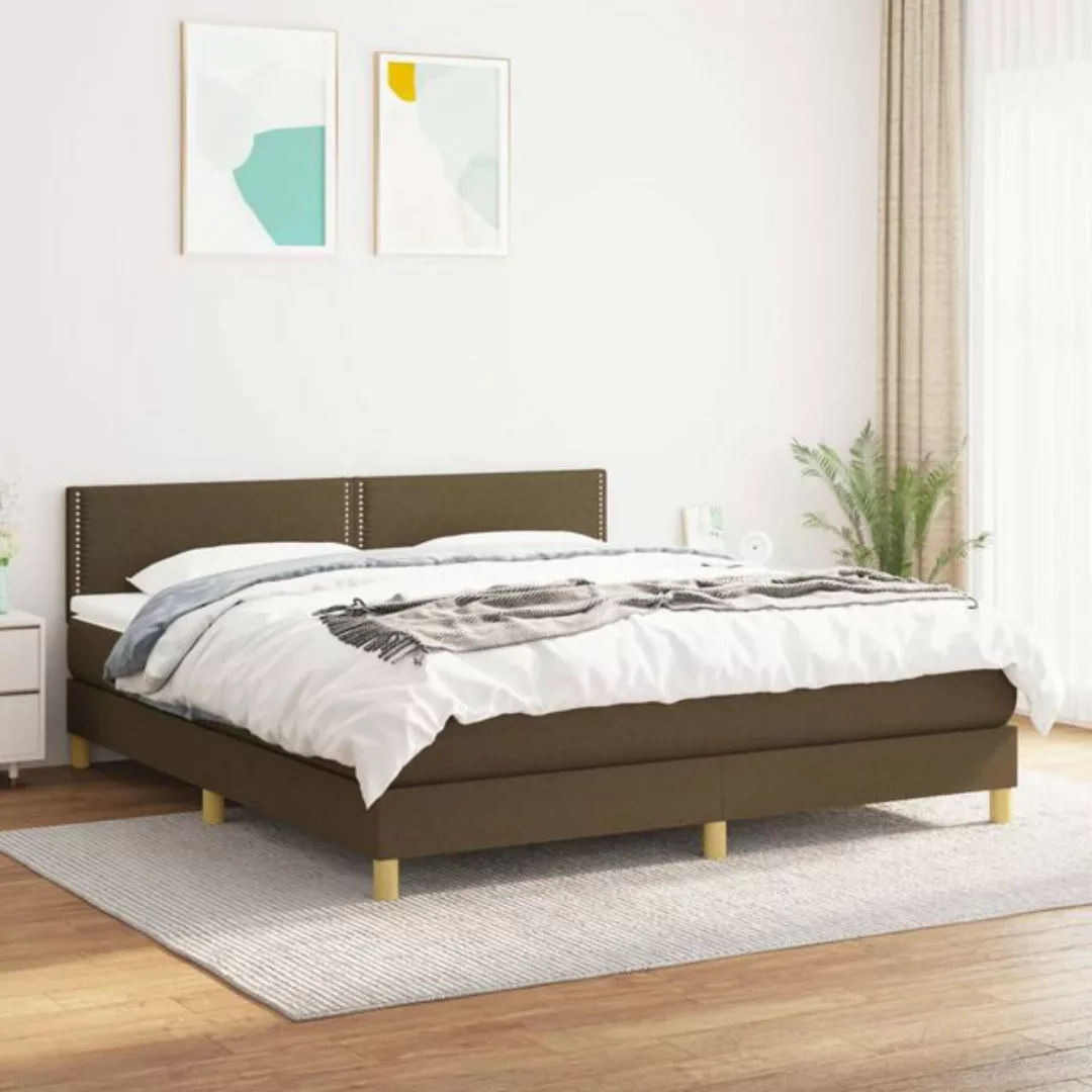 vidaXL Boxspringbett Boxspringbett mit Matratze Dunkelbraun 180x200 cm Stof günstig online kaufen