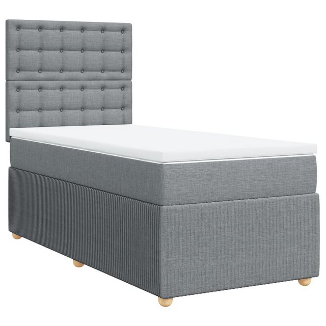 vidaXL Boxspringbett Boxspringbett mit Matratze Hellgrau 90x200 cm Stoff Be günstig online kaufen