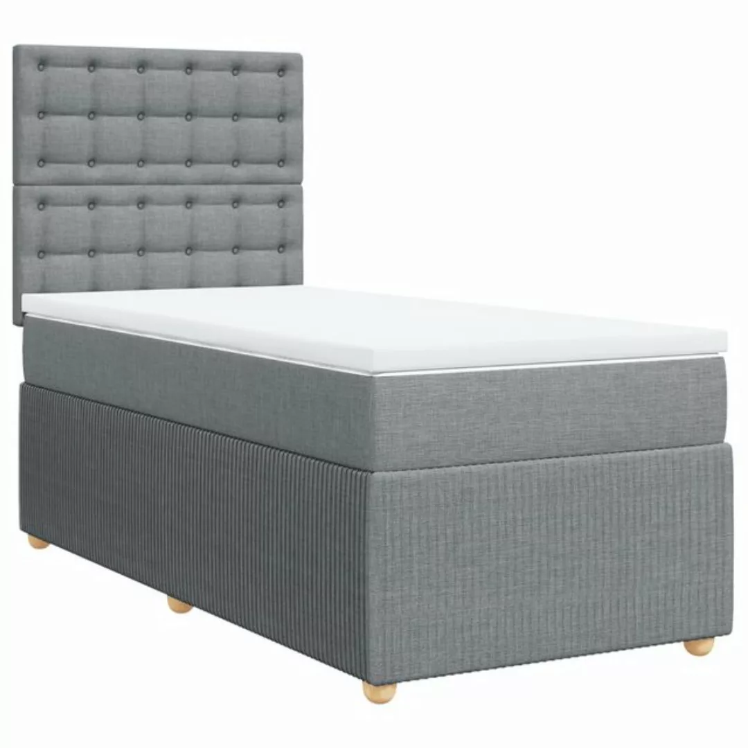 vidaXL Boxspringbett, Boxspringbett mit Matratze Hellgrau 90x190 cm Stoff günstig online kaufen