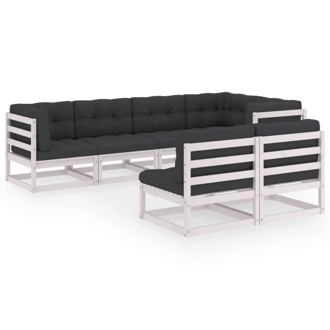 7-tlg. Garten-lounge-set Mit Kissen Kiefer Massivholz günstig online kaufen