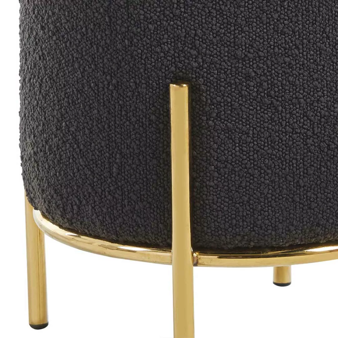 Hocker Boucle Metall in Anthrazit Goldfarben günstig online kaufen