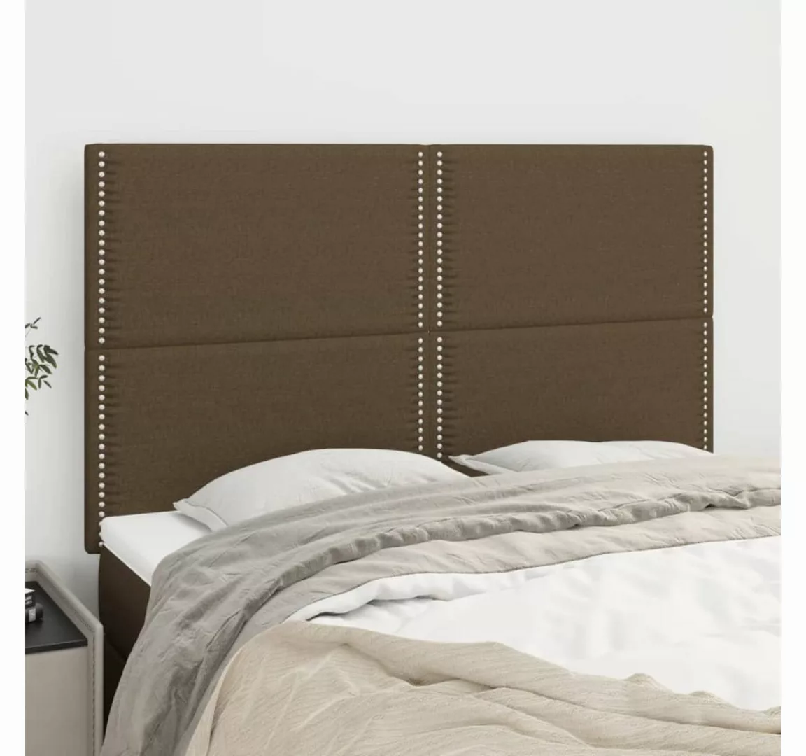 vidaXL Bett, Kopfteile 4 Stk. Dunkelbraun 72x5x78/88 cm Stoff günstig online kaufen