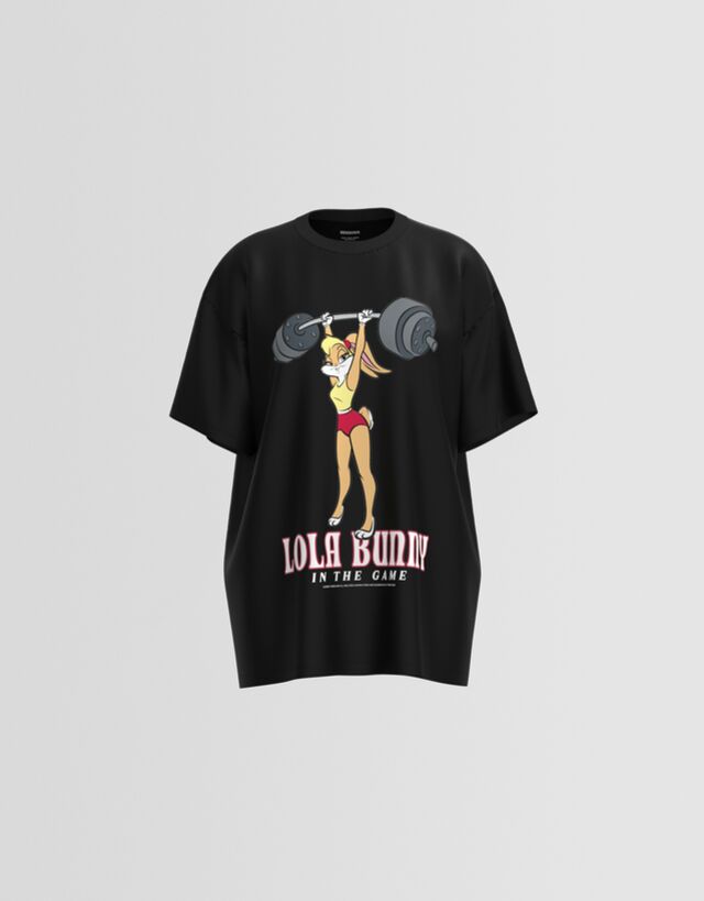 Bershka Oversize-T-Shirt Looney Tunes Mit Kurzen Ärmeln Bskteen L Schwarz günstig online kaufen