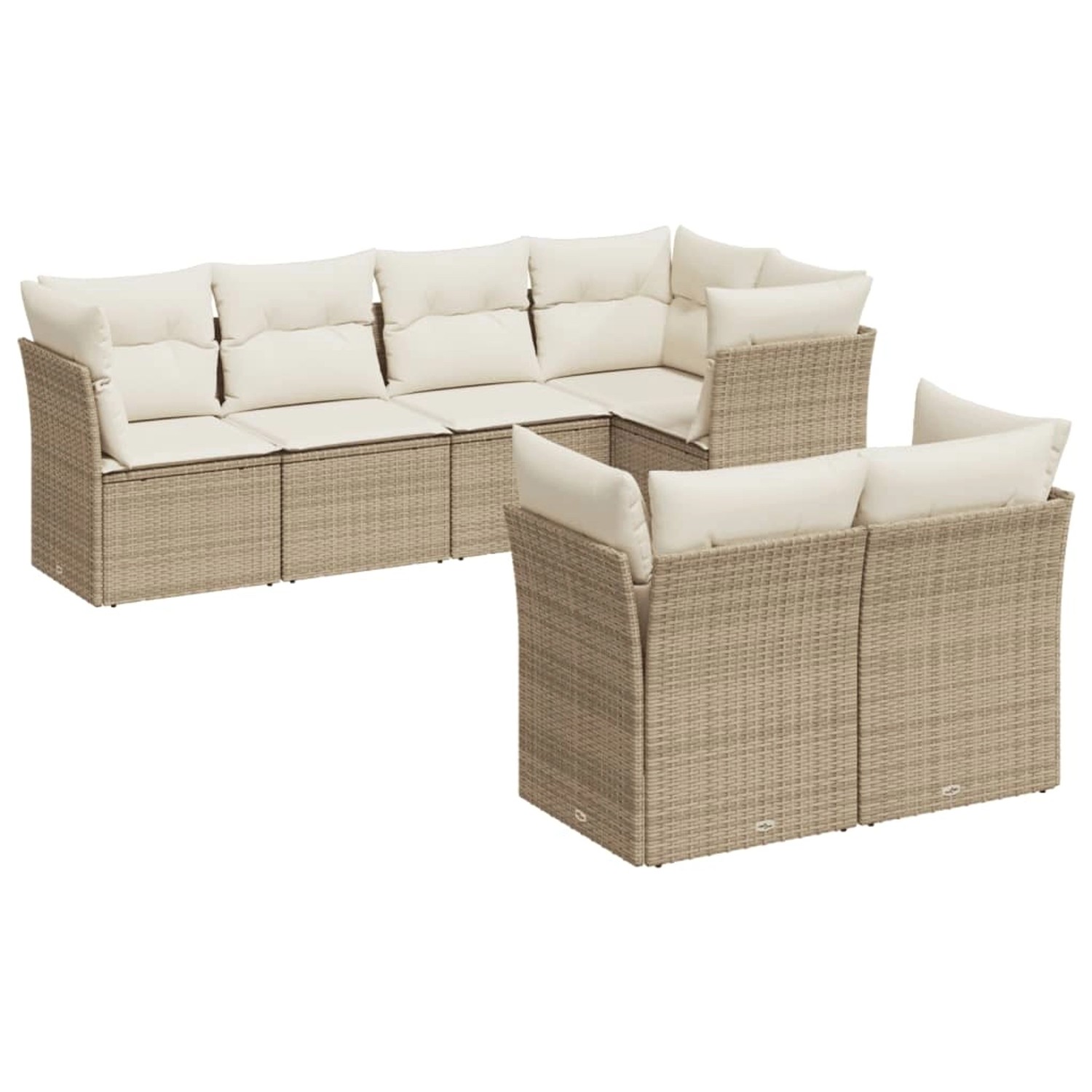 vidaXL 7-tlg Garten-Sofagarnitur mit Kissen Beige Poly Rattan Modell 3 günstig online kaufen