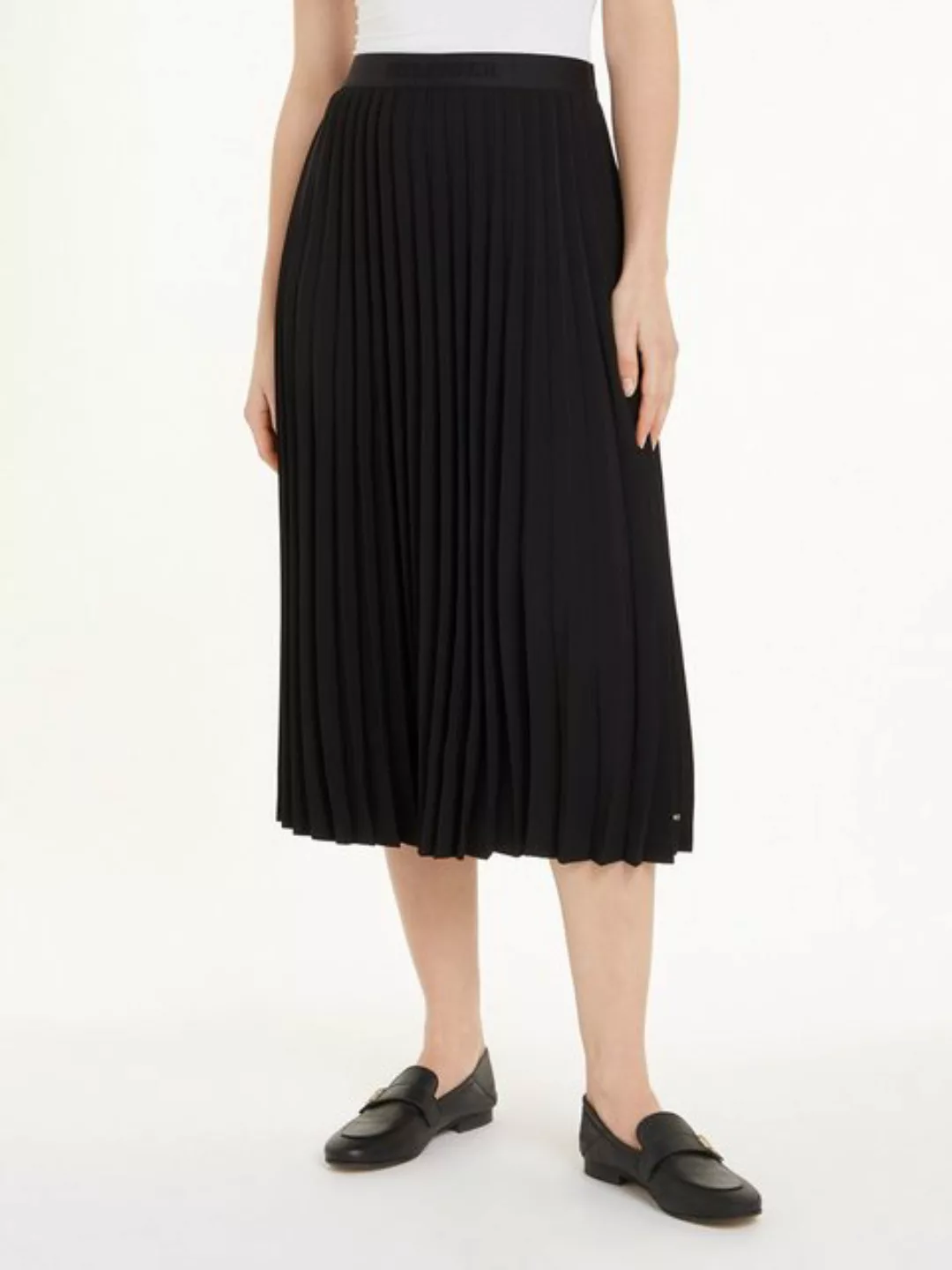 Tommy Hilfiger Plisseerock FLUID TWILL PLEATED MIDI SKIRT Webrock mit Marke günstig online kaufen