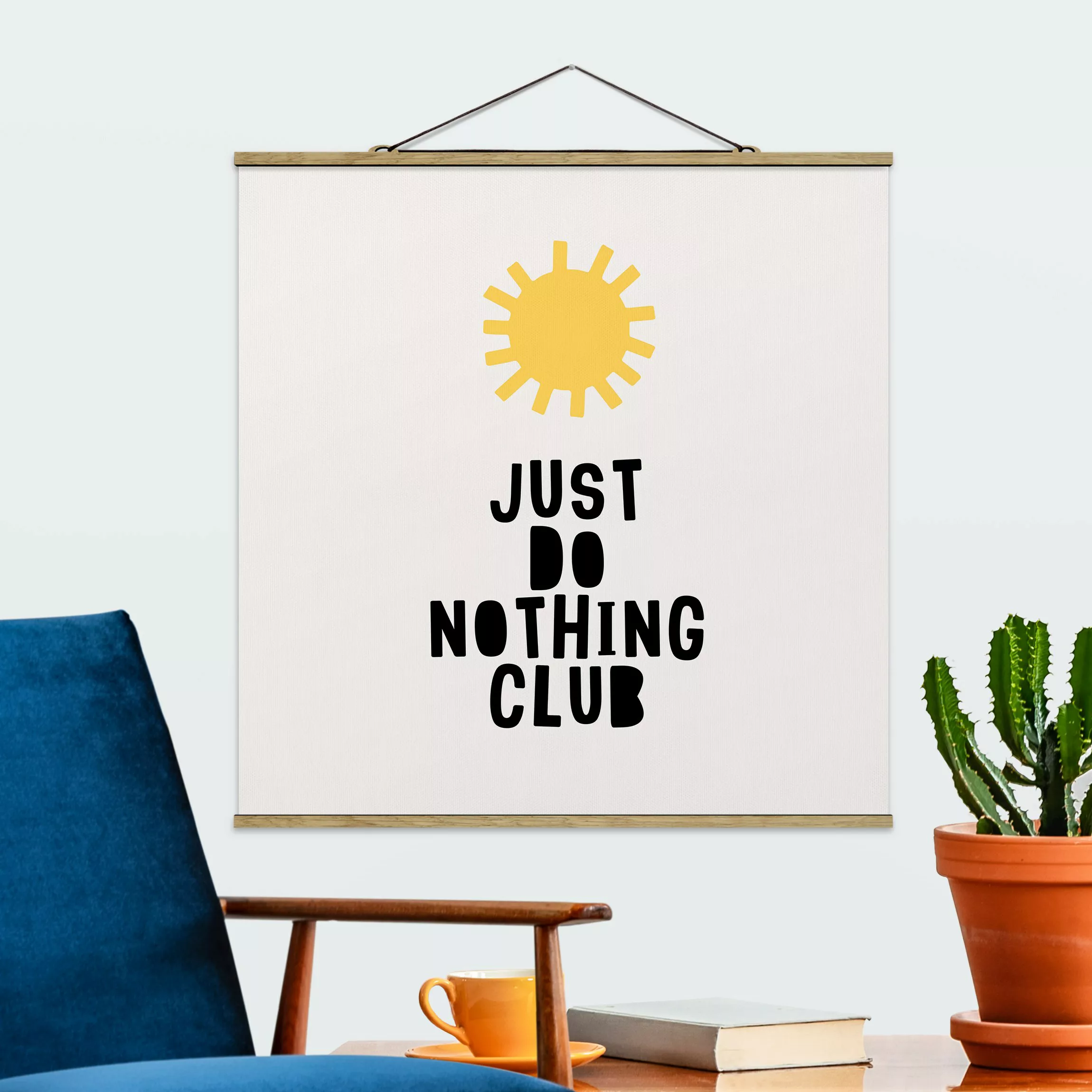 Stoffbild mit Posterleisten Do Nothing Club Gelb günstig online kaufen