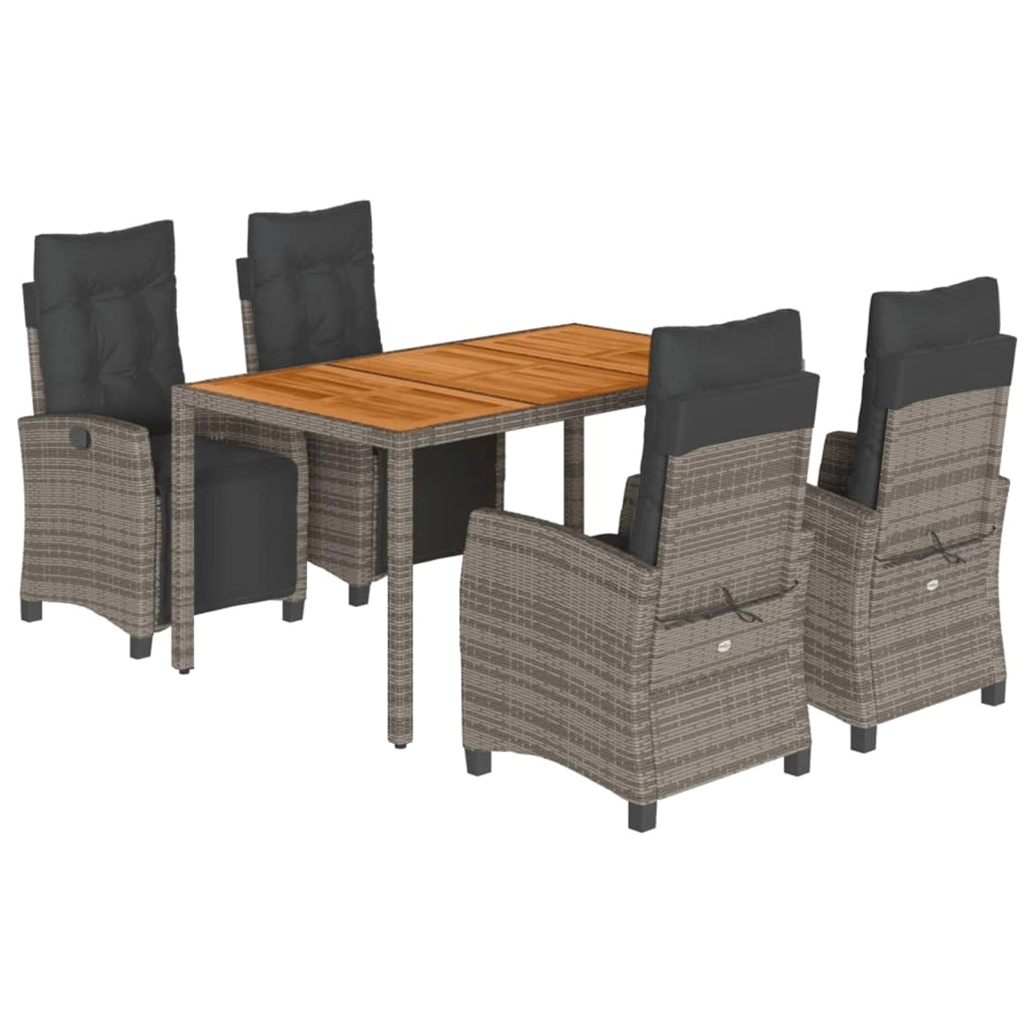 vidaXL 5-Tlg Garten-Essgruppe mit Kissen Grau Poly Rattan 3212914 günstig online kaufen