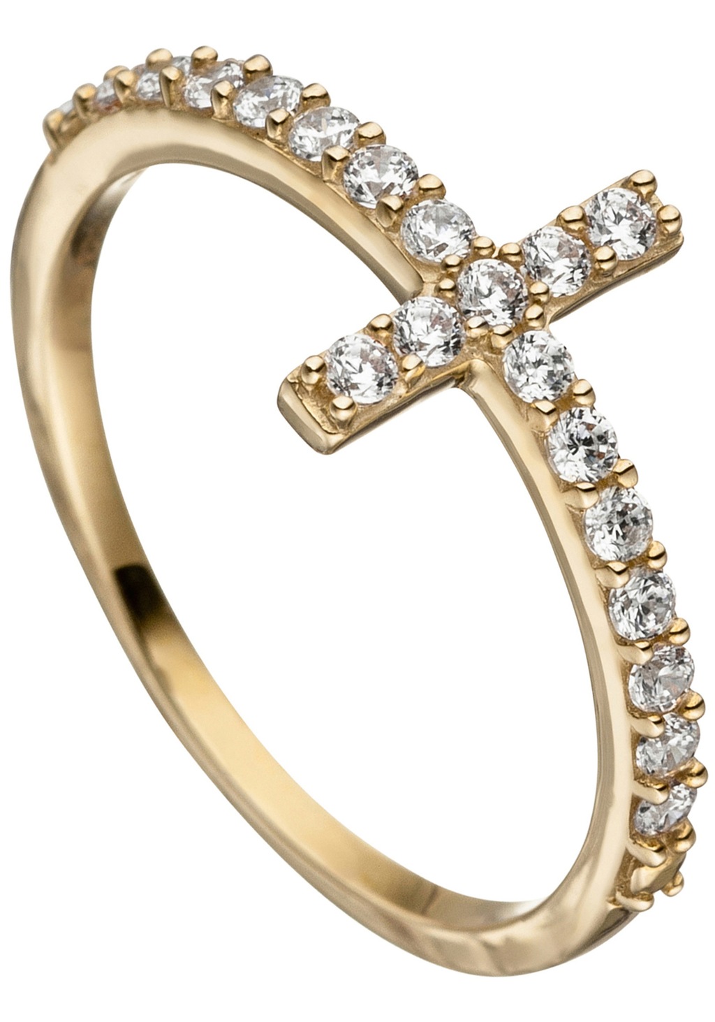 JOBO Fingerring "Ring mit Kreuz", 333 Gold mit 19 Zirkonia günstig online kaufen