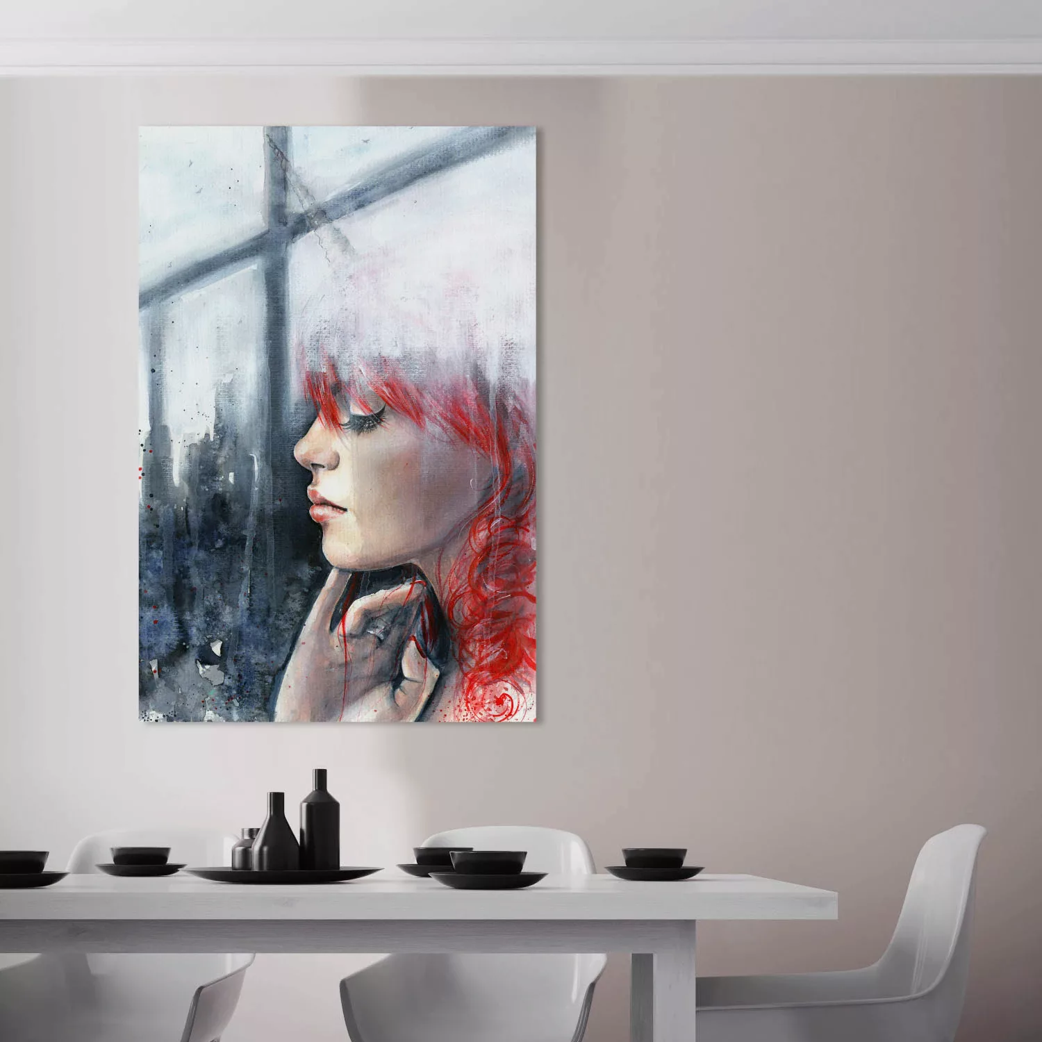 queence Acrylglasbild "Frau am Fenster" günstig online kaufen