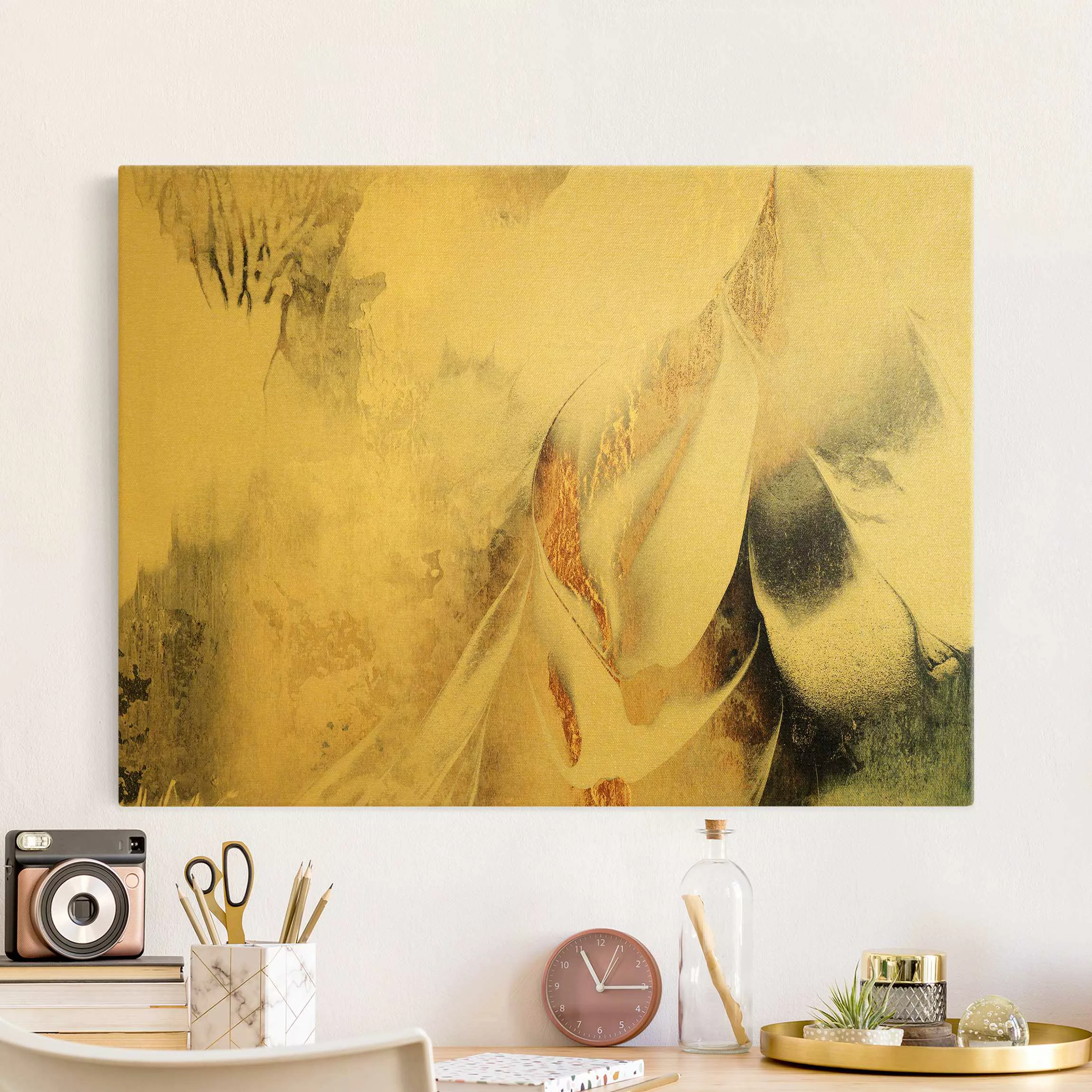 Leinwandbild Goldene abstrakte Wintermalerei günstig online kaufen