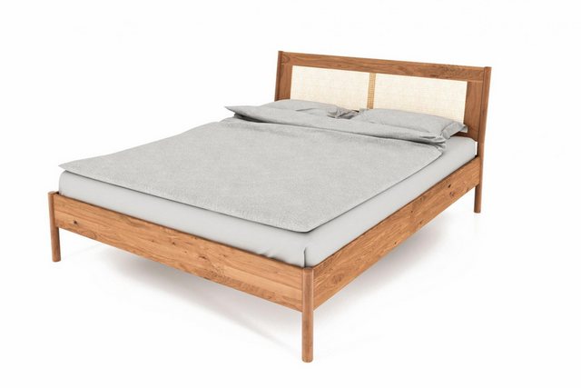 Natur24 Bett Bett Zola 2 Wildeiche massiv 180x210 Rattankopfteil und Holzbe günstig online kaufen