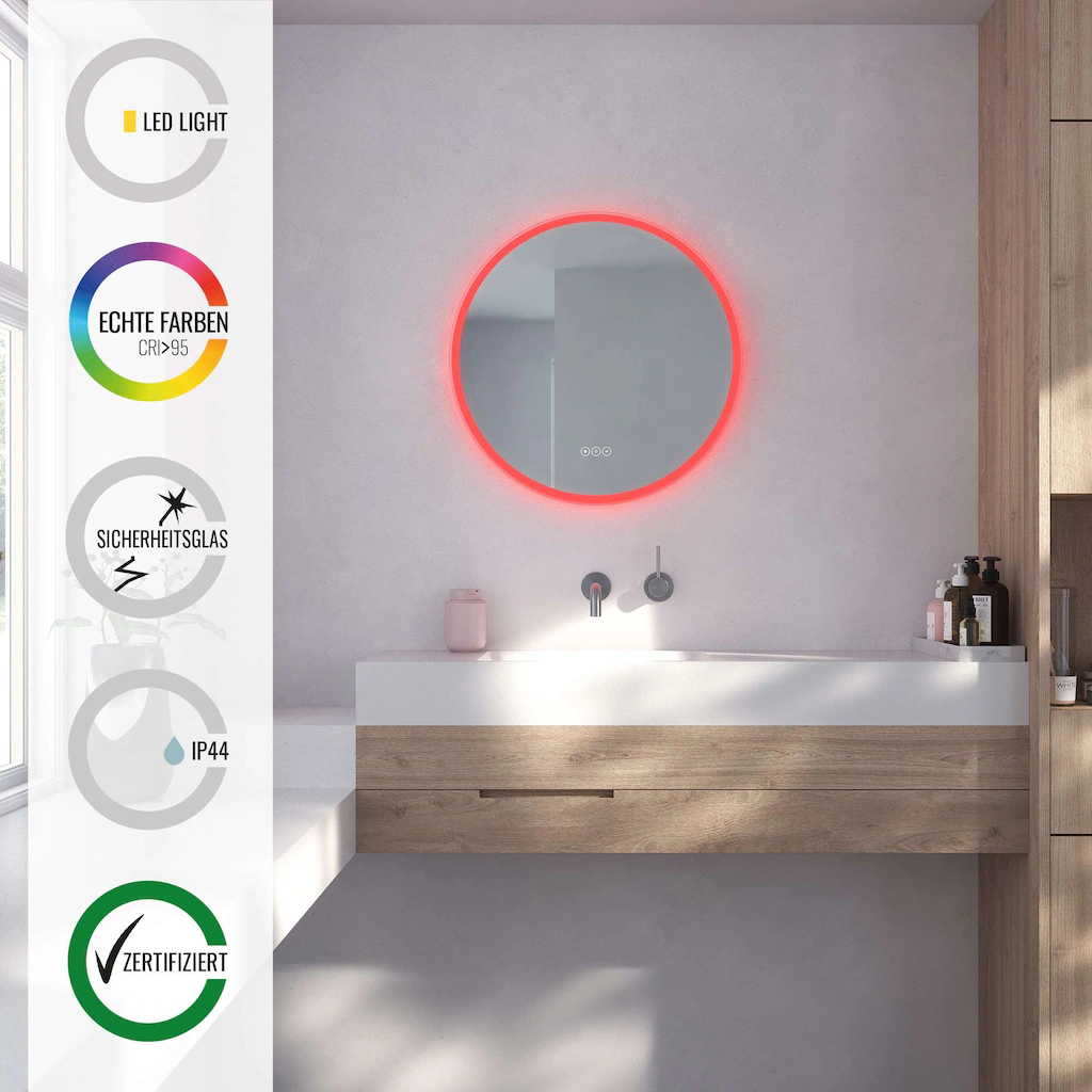 Loevschall Badspiegel »Johannesburg RGB Badezimmerspiegel, rund, Farbwechse günstig online kaufen