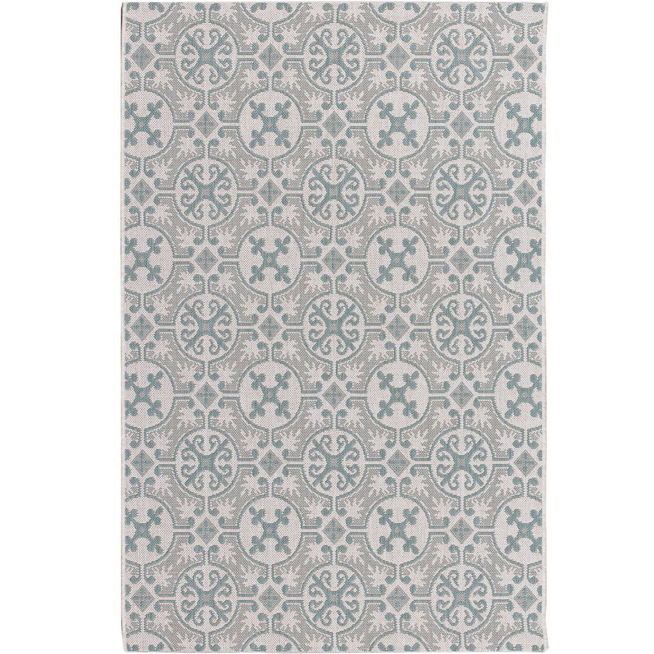 Teppich Modern Etno wool/ spa blue 120x170cm, 120 x 170 cm günstig online kaufen