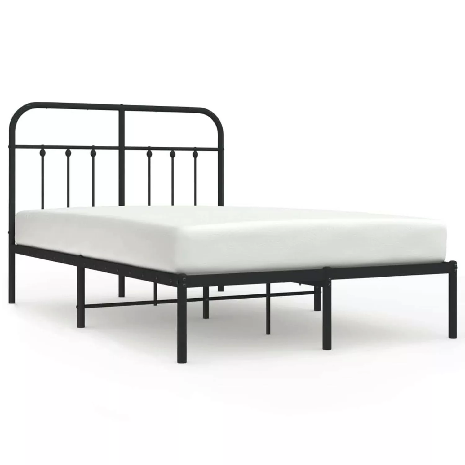 vidaXL Bettgestell, Bettrahmen mit Kopfteil Metall Schwarz 120x190 cm günstig online kaufen