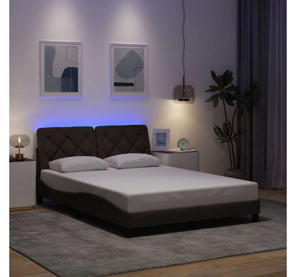 vidaXL Bett, Bettgestell mit LED ohne Matratze Dunkelbraun 120x200 cm Stoff günstig online kaufen