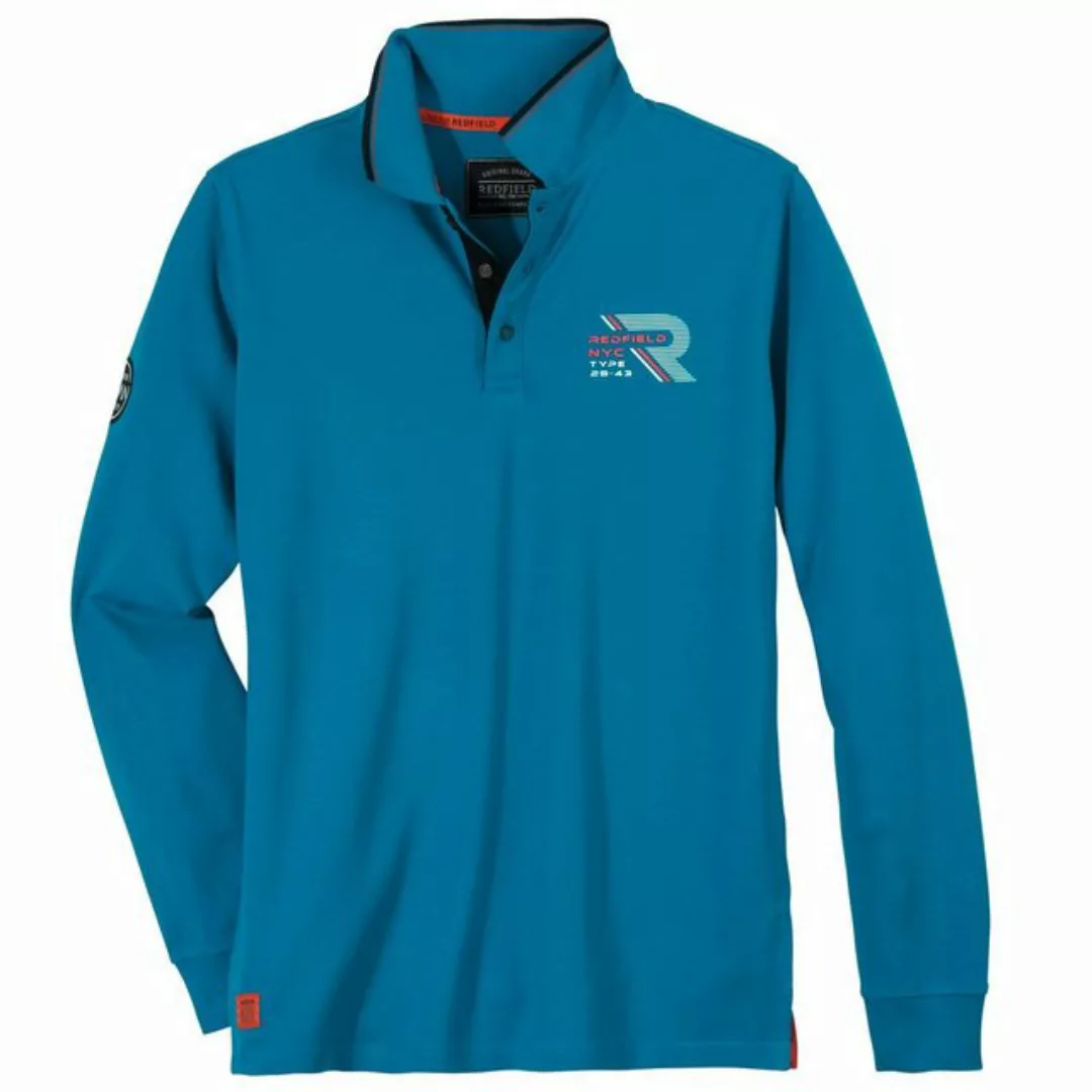 redfield Langarm-Poloshirt Große Größen Herren Langarm-Poloshirt türkisblau günstig online kaufen