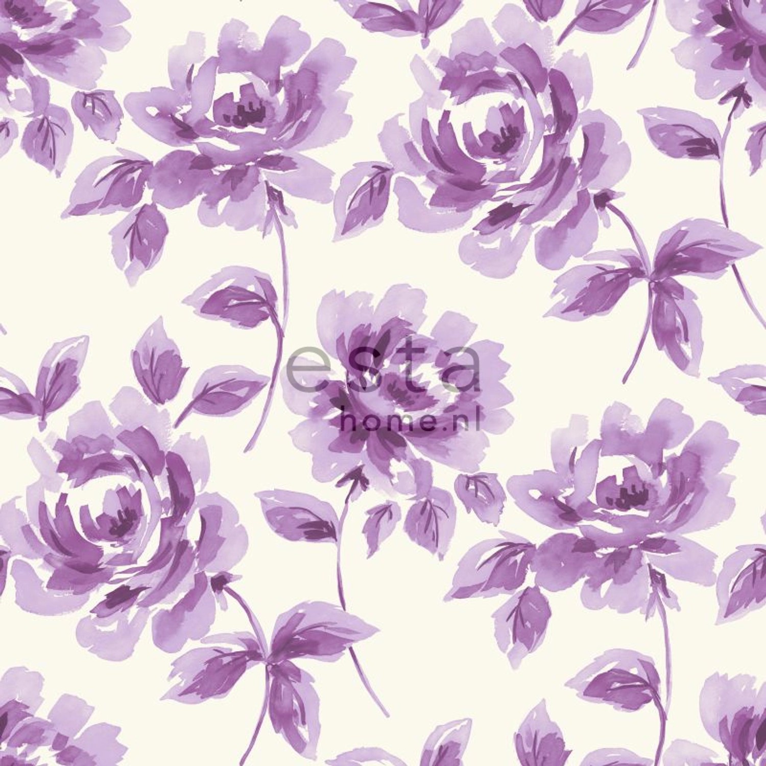 ESTAhome Tapete Aquarell Gemalte Rosen Lila 53 cm x 10,05 m 128015 günstig online kaufen