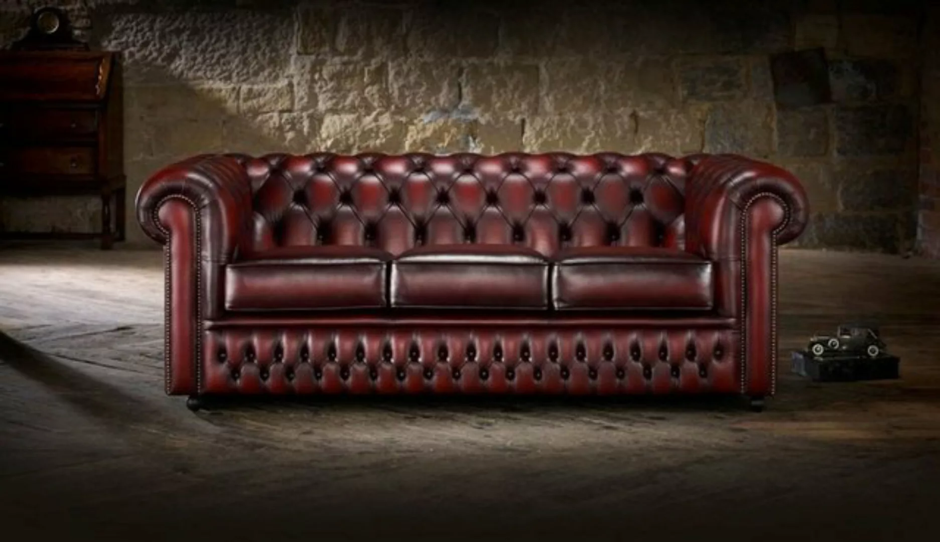 JVmoebel 3-Sitzer Chesterfield Design Polster Couch Leder Sofa Garnitur Lux günstig online kaufen