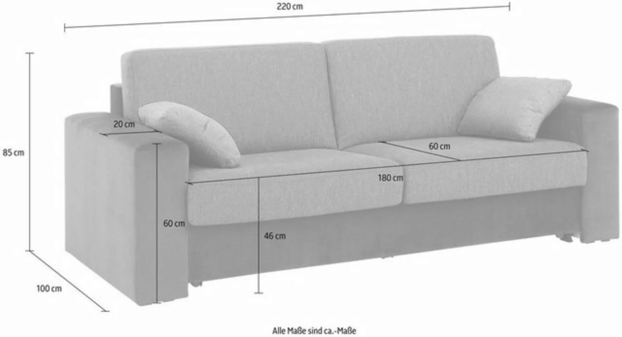 Home affaire Schlafsofa Roma Matratzenhöhe 14 cm, Dauerschlaffunktion, mit günstig online kaufen