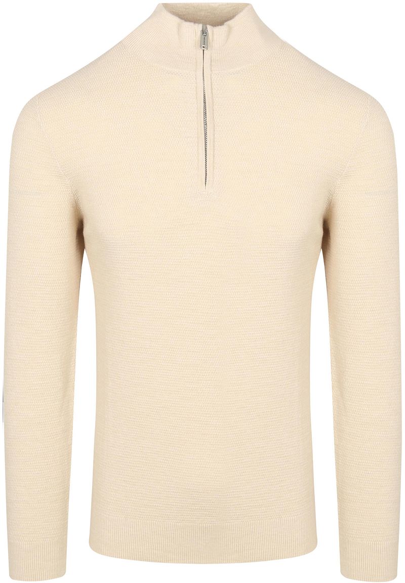 Profuomo Half Zip Pullover Struktur Ecru - Größe XXL günstig online kaufen