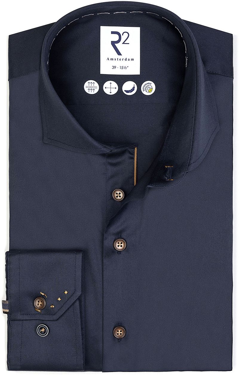 R2 Hemd Fine Twill Navy  - Größe 44 günstig online kaufen