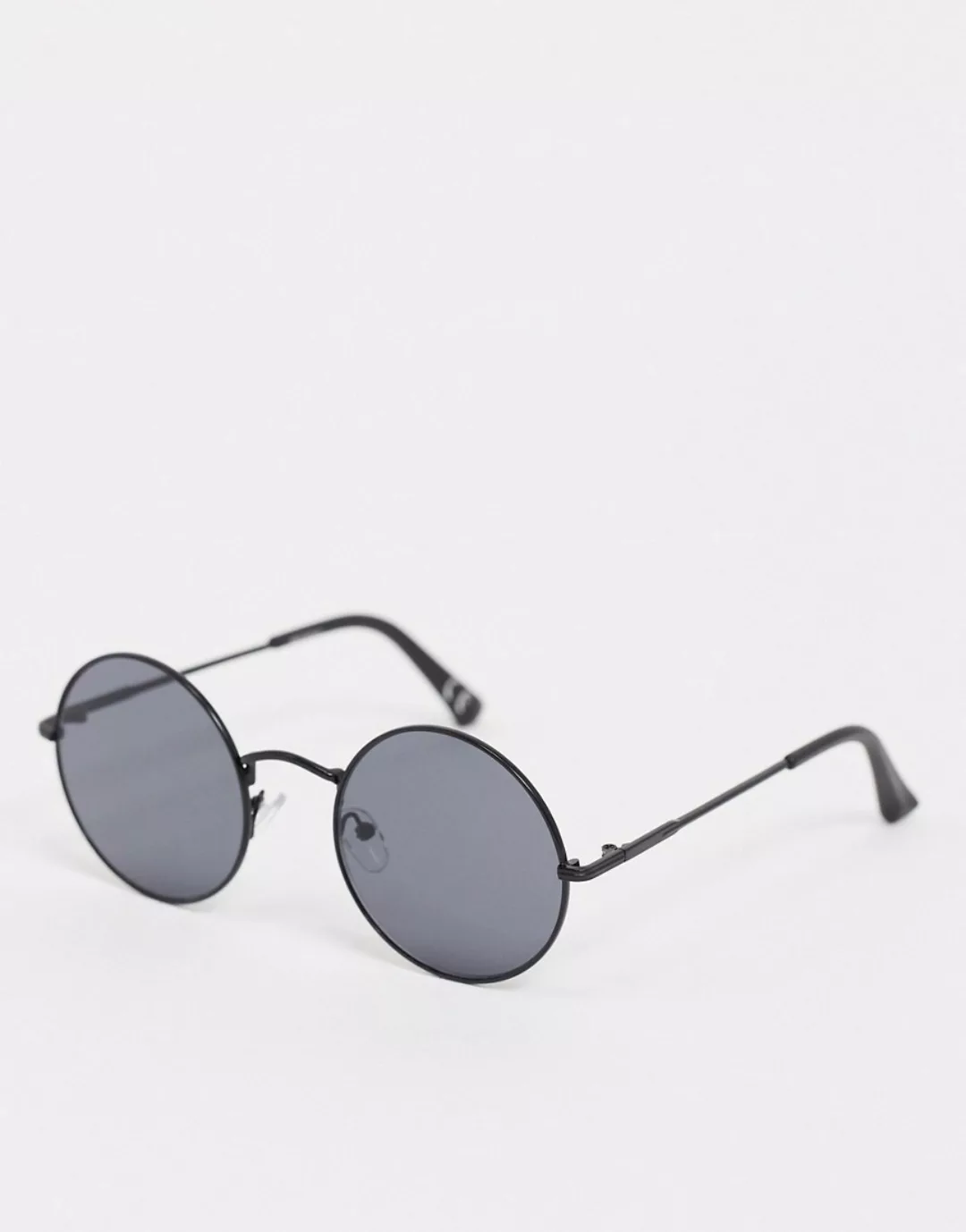 ASOS DESIGN – Runde Sonnenbrille in Mattschwarz mit schwarzen Gläsern günstig online kaufen