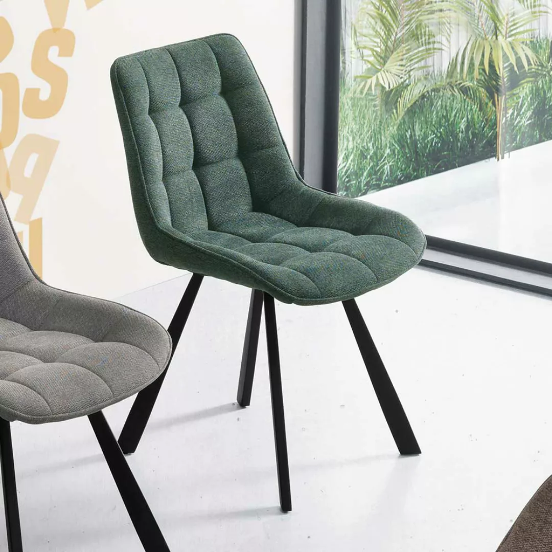 Esstisch Stühle Schalensitz in Dunkelgrün Schwarz (4er Set) günstig online kaufen