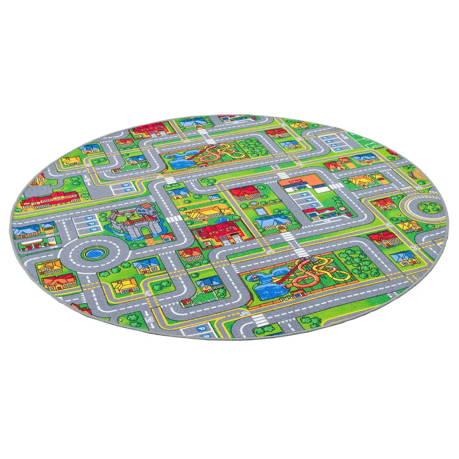 Snapstyle Kinder Spiel Teppich Abenteuerland Bunt Bunt 200cm Rund günstig online kaufen