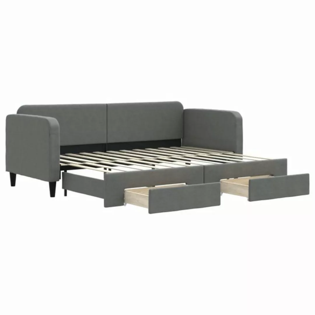 vidaXL Bett Tagesbett Ausziehbar mit Schubladen Dunkelgrau 80x200 cm Stoff günstig online kaufen