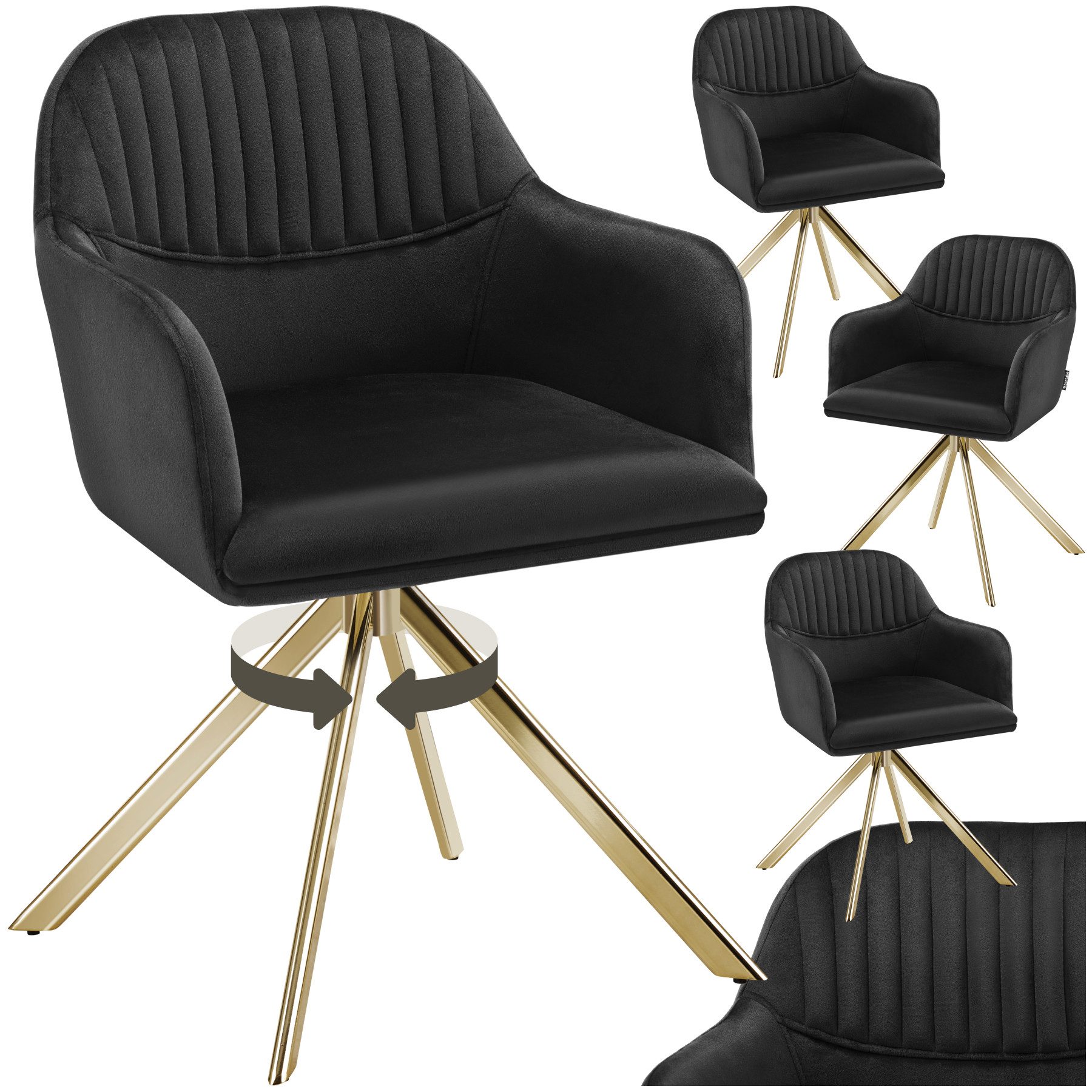 tectake Esszimmerstuhl Samt-Drehstuhl (Set., 6 St), günstig online kaufen