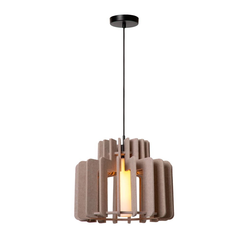 Pendelleuchte Rollo in Taupe und Weiß E27 400mm günstig online kaufen