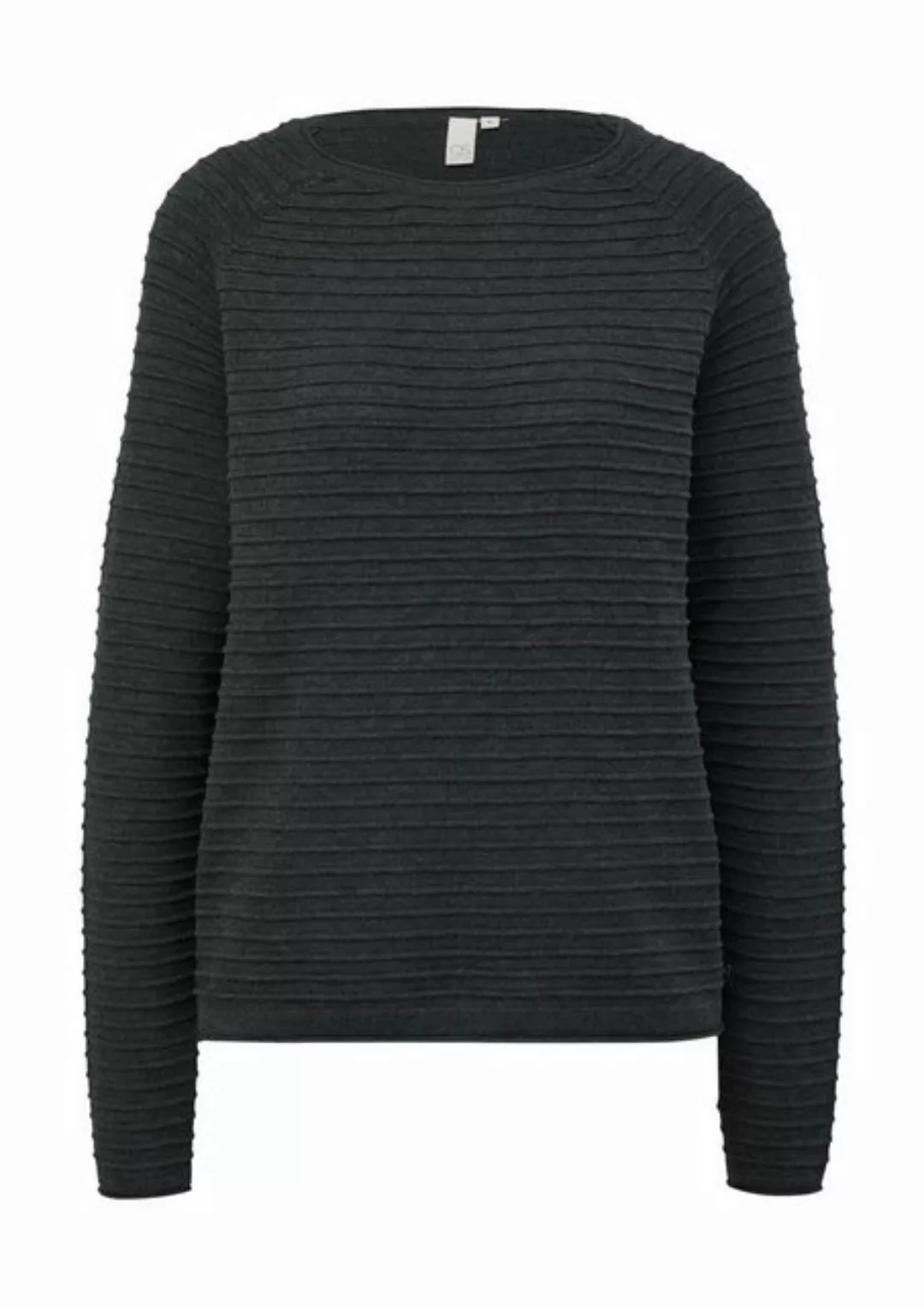 QS Sweatshirt Strickpullover, GREY/BLACK günstig online kaufen