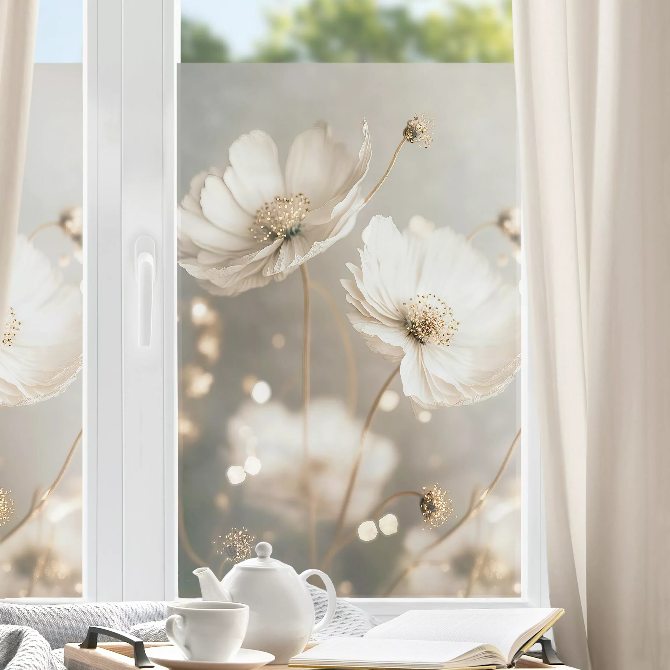 Fensterfolie Blumen mit Bokeh günstig online kaufen