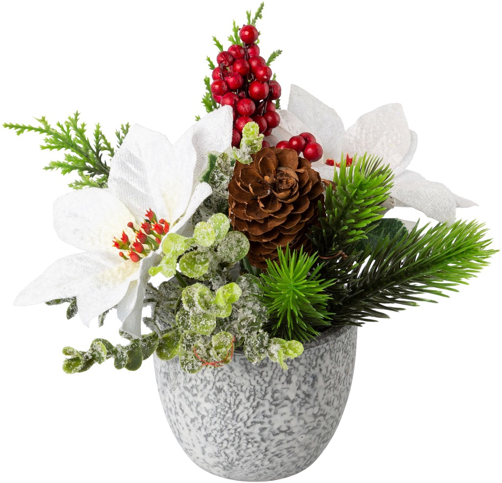 Creativ green Winterliche Kunstpflanze "Weihnachtsdeko", im Zementtopf, mit günstig online kaufen